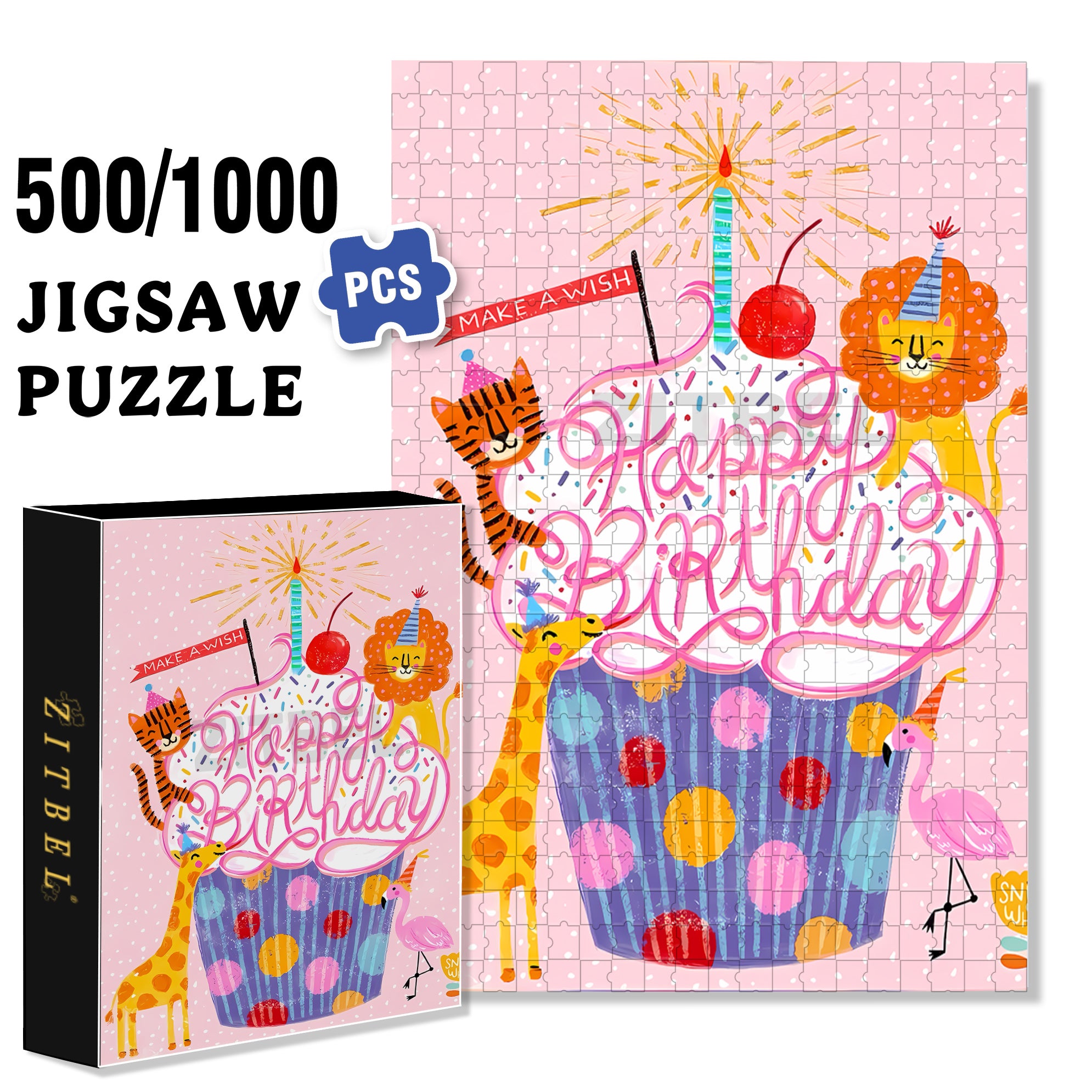Cup Cake 500pcs/1000pcs Jigsaw Puzzle, Scratch-Resistant, Interactive Family Game & Brain-Boosting DIY Decor, Perfect for Halloween, Christmas & New Year Gifts, Family Puzzle Game