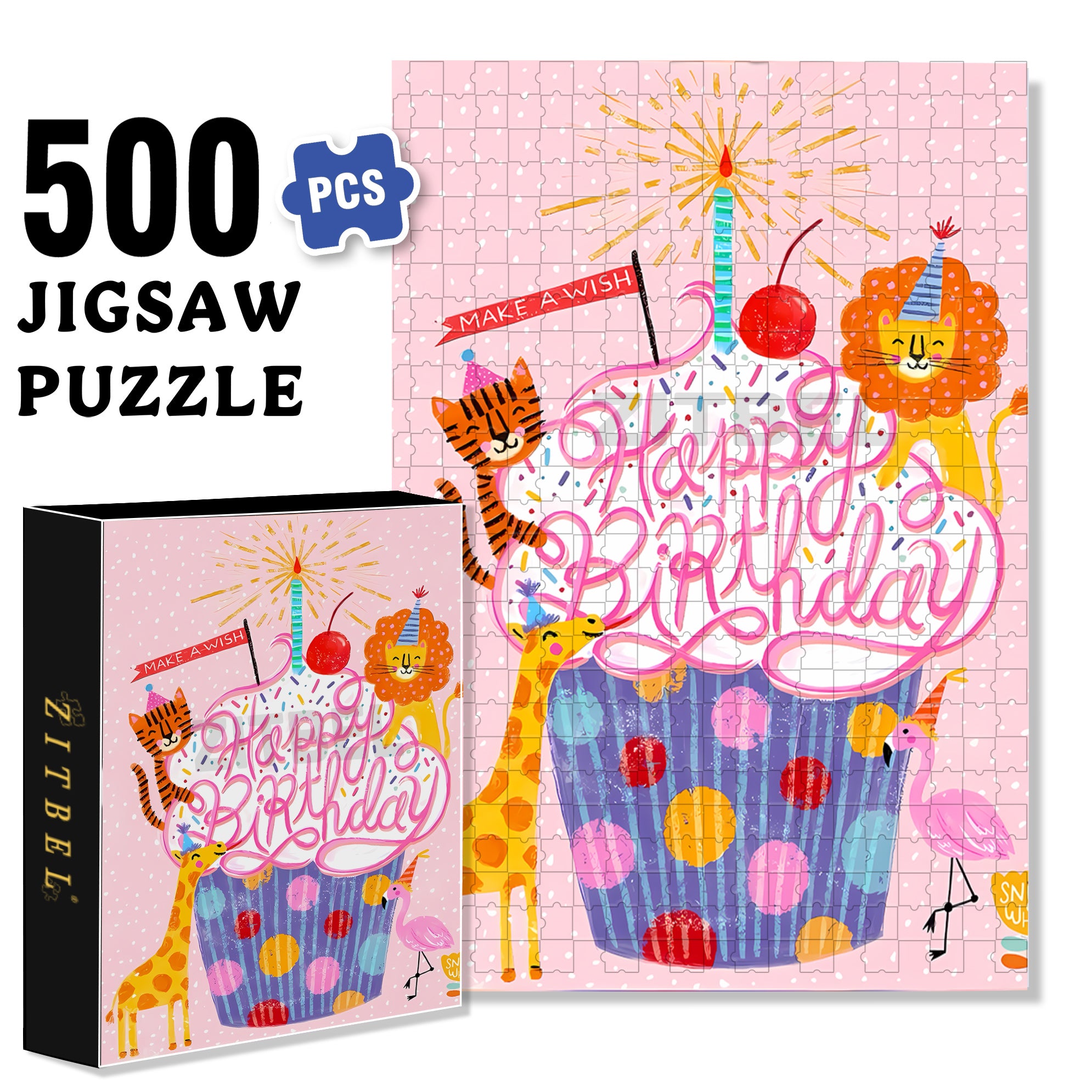 Cup Cake 500pcs/1000pcs Jigsaw Puzzle, Scratch-Resistant, Interactive Family Game & Brain-Boosting DIY Decor, Perfect for Halloween, Christmas & New Year Gifts, Family Puzzle Game