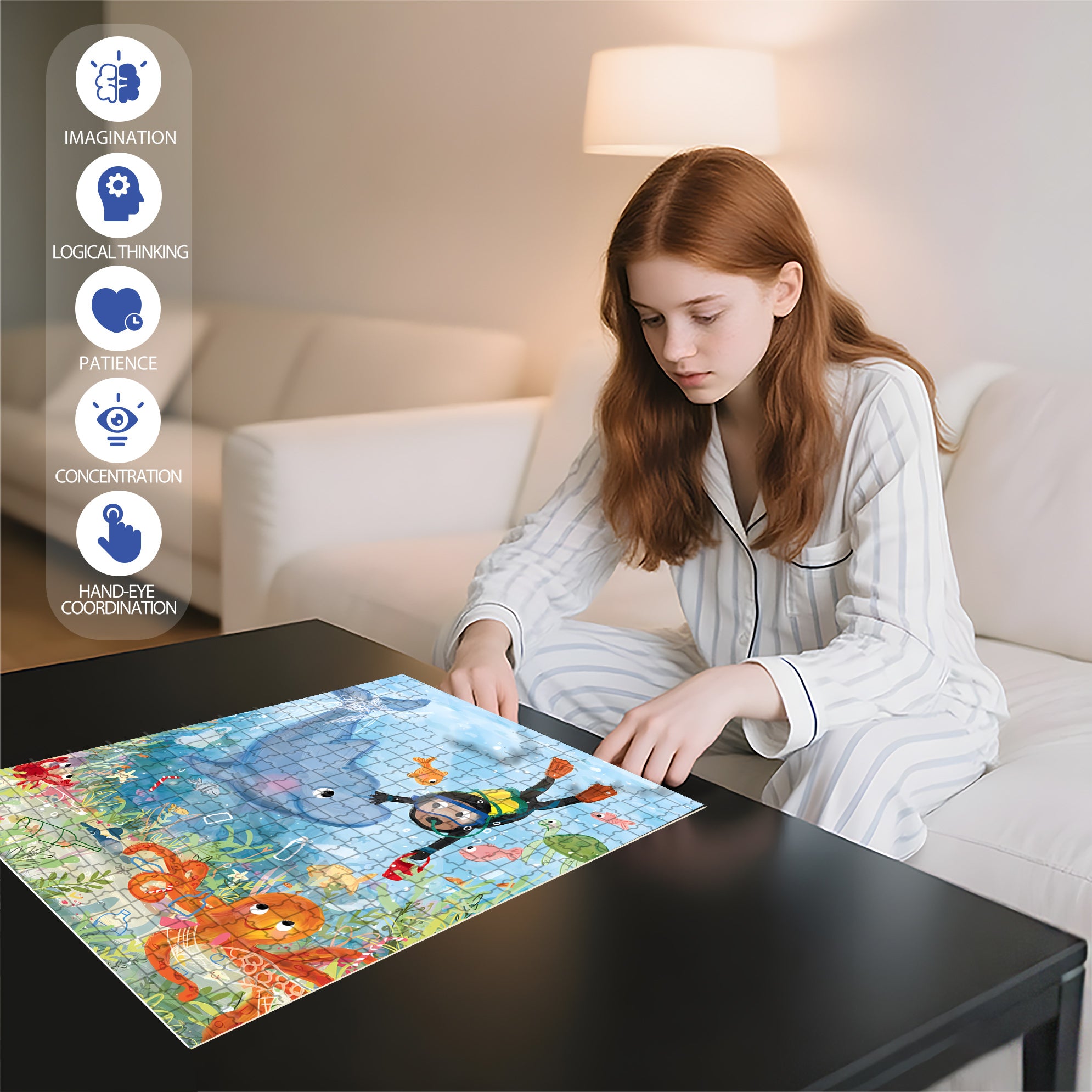 Diver 500pcs/1000pcs Jigsaw Puzzle, Scratch-Resistant, Interactive Family Game & Brain-Boosting DIY Decor, Perfect for Halloween, Christmas & New Year Gifts, Family Puzzle Game