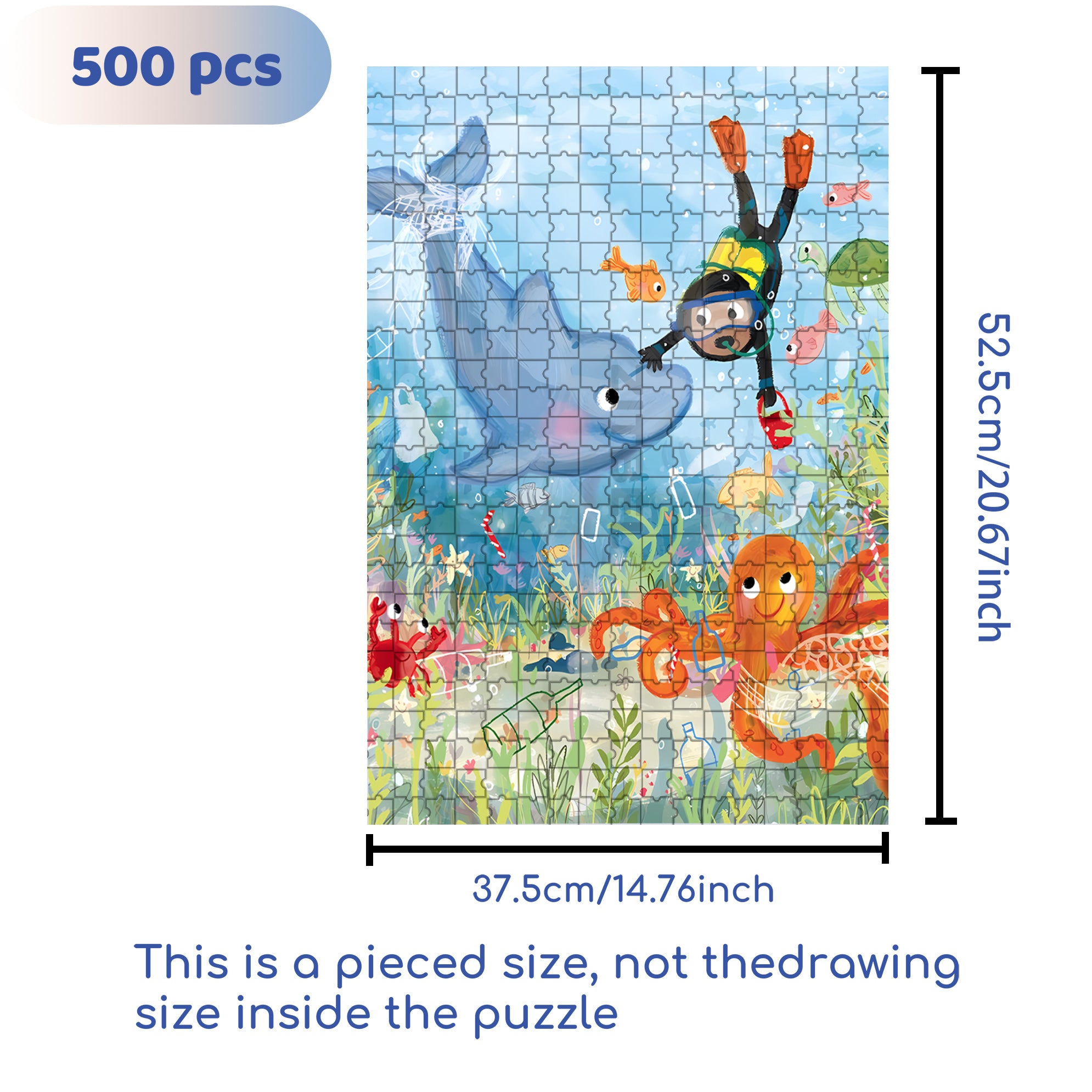 Diver 500pcs/1000pcs Jigsaw Puzzle, Scratch-Resistant, Interactive Family Game & Brain-Boosting DIY Decor, Perfect for Halloween, Christmas & New Year Gifts, Family Puzzle Game