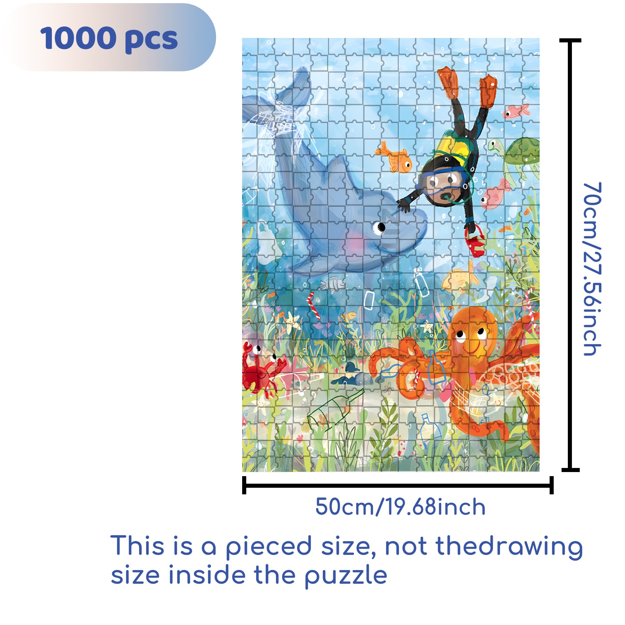 Diver 500pcs/1000pcs Jigsaw Puzzle, Scratch-Resistant, Interactive Family Game & Brain-Boosting DIY Decor, Perfect for Halloween, Christmas & New Year Gifts, Family Puzzle Game