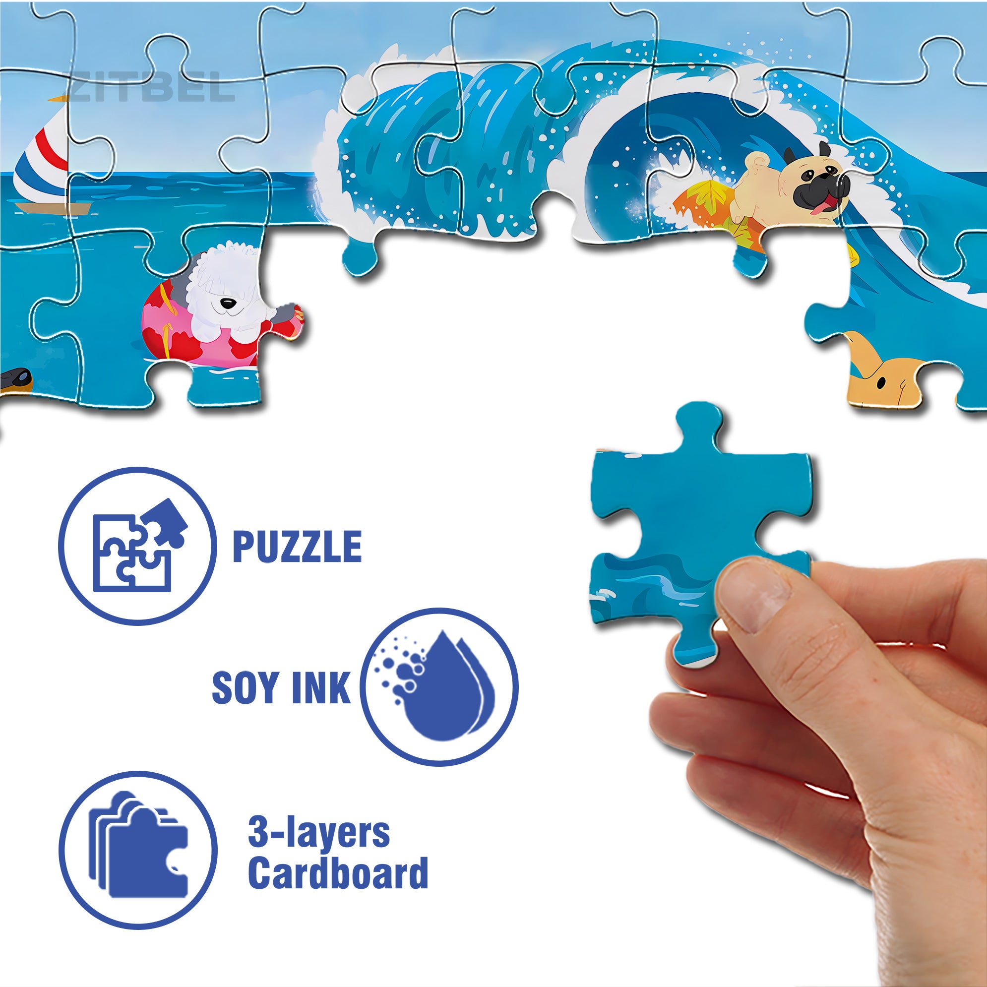 Dog Beach Trip 500pcs/1000pcs Jigsaw Puzzle, Scratch-Resistant, Interactive Family Game & Brain-Boosting DIY Decor, Perfect for Halloween, Christmas & New Year Gifts, Family Puzzle Game