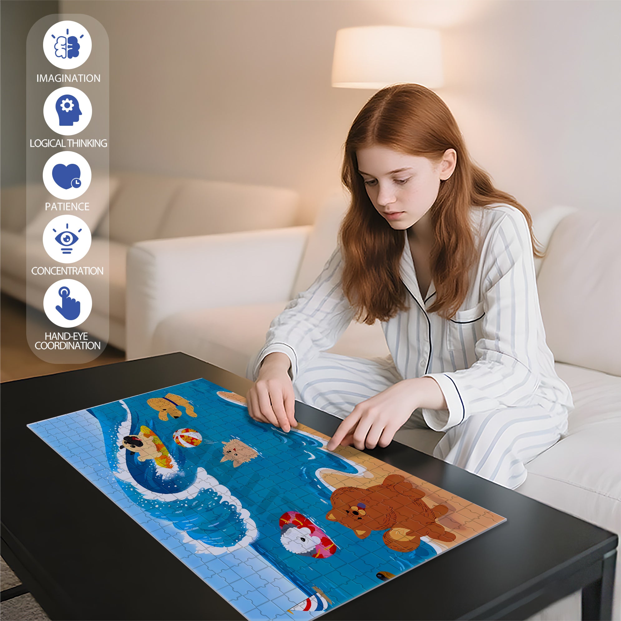Dog Beach Trip 500pcs/1000pcs Jigsaw Puzzle, Scratch-Resistant, Interactive Family Game & Brain-Boosting DIY Decor, Perfect for Halloween, Christmas & New Year Gifts, Family Puzzle Game