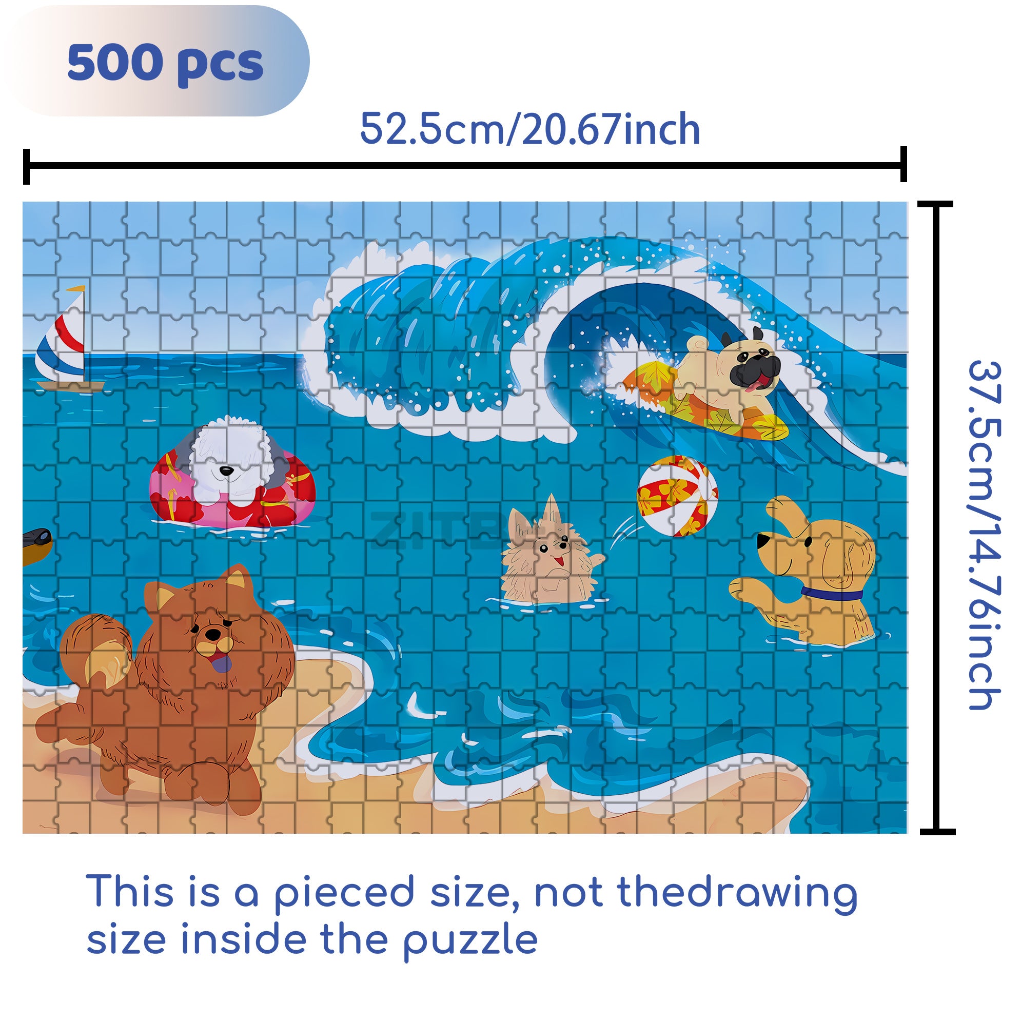 Dog Beach Trip 500pcs/1000pcs Jigsaw Puzzle, Scratch-Resistant, Interactive Family Game & Brain-Boosting DIY Decor, Perfect for Halloween, Christmas & New Year Gifts, Family Puzzle Game