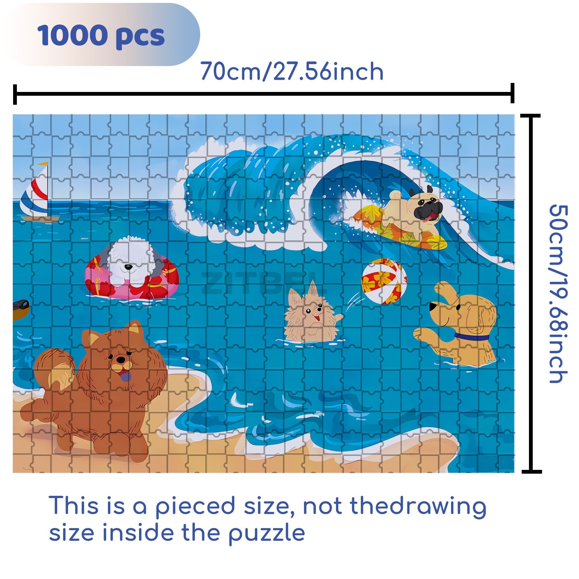 Dog Beach Trip 500pcs/1000pcs Jigsaw Puzzle, Scratch-Resistant, Interactive Family Game & Brain-Boosting DIY Decor, Perfect for Halloween, Christmas & New Year Gifts, Family Puzzle Game