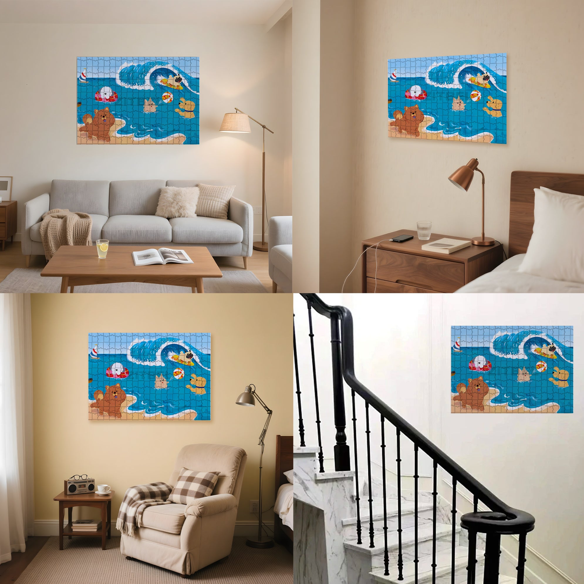 Dog Beach Trip 500pcs/1000pcs Jigsaw Puzzle, Scratch-Resistant, Interactive Family Game & Brain-Boosting DIY Decor, Perfect for Halloween, Christmas & New Year Gifts, Family Puzzle Game