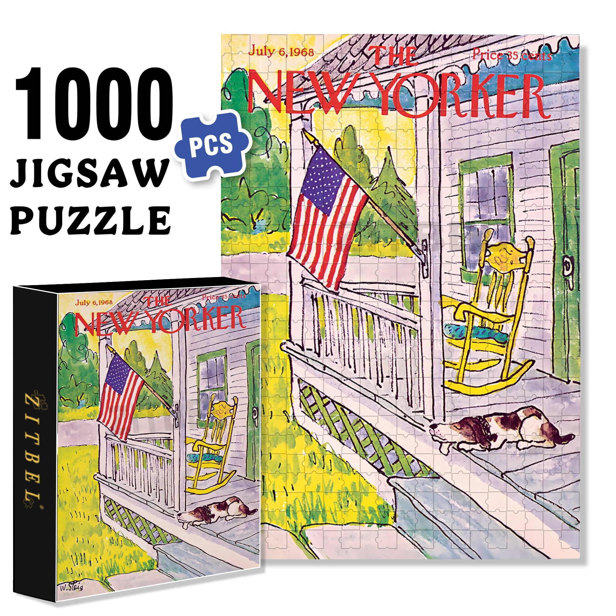 Dog on Porch Mini 500pcs/1000pcs Jigsaw Puzzle, Scratch-Resistant, Interactive Family Game & Brain-Boosting DIY Decor, Perfect for Halloween, Christmas & New Year Gifts, Family Puzzle Game