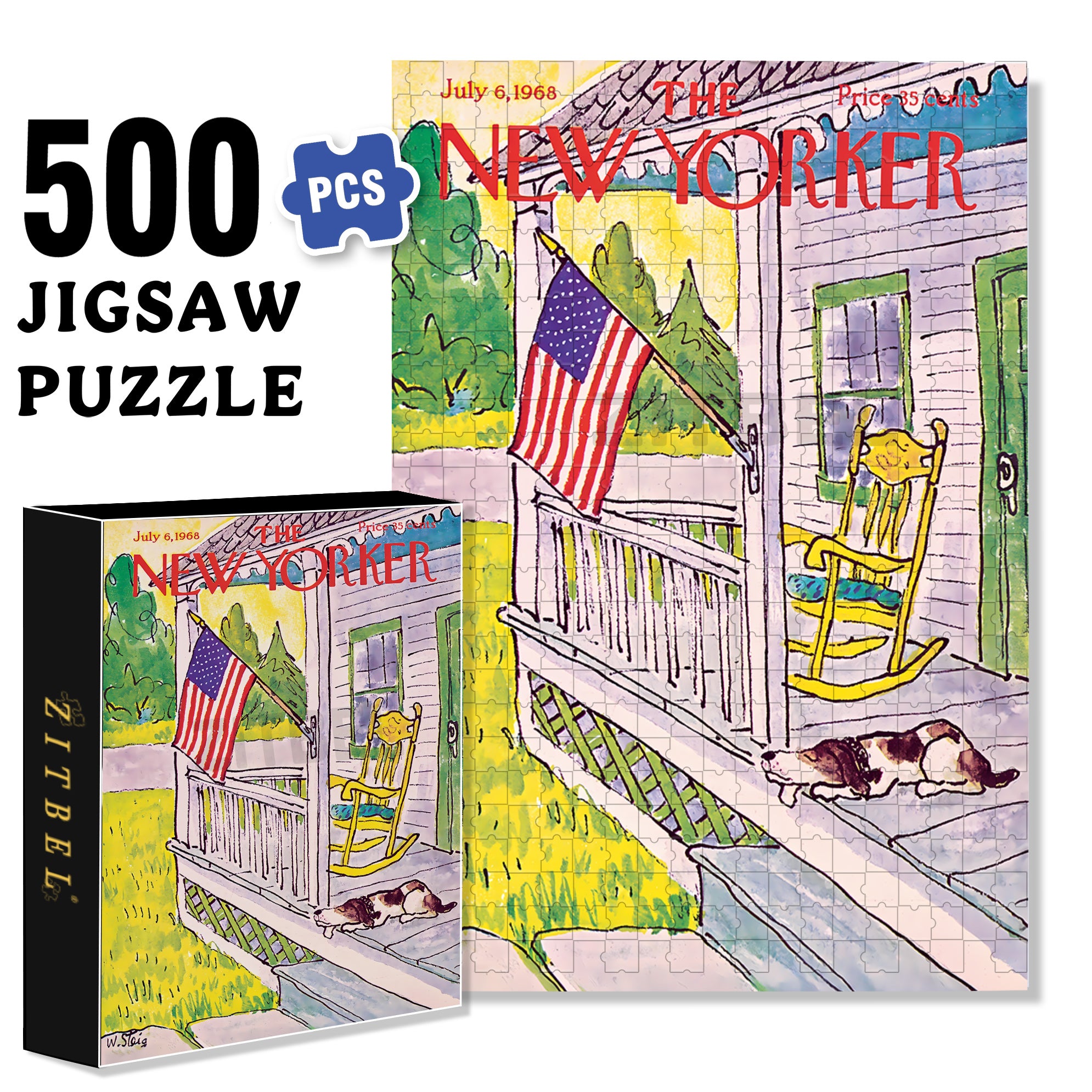 Dog on Porch Mini 500pcs/1000pcs Jigsaw Puzzle, Scratch-Resistant, Interactive Family Game & Brain-Boosting DIY Decor, Perfect for Halloween, Christmas & New Year Gifts, Family Puzzle Game