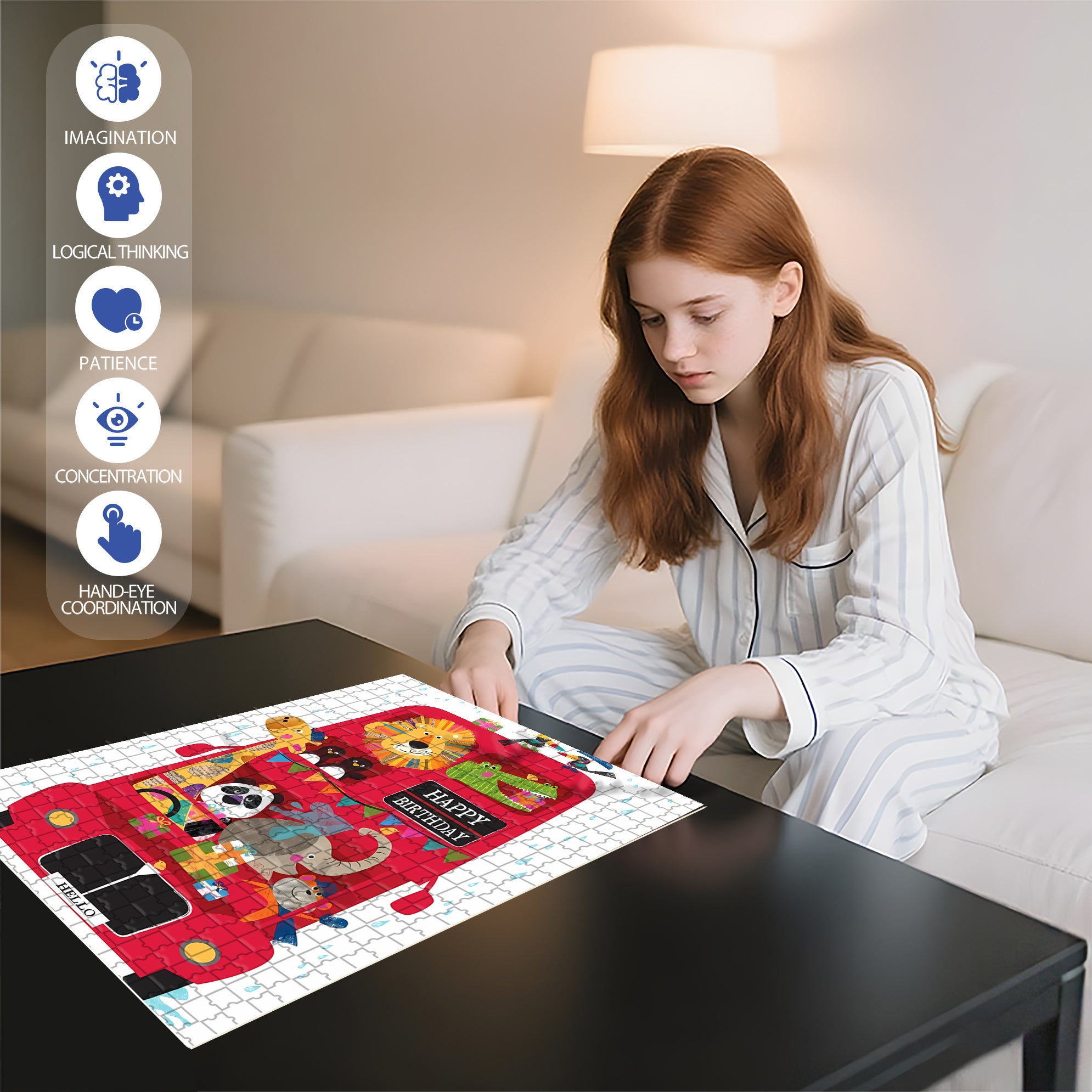 Double-Decker Bus 500pcs/1000pcs Jigsaw Puzzle, Scratch-Resistant, Interactive Family Game & Brain-Boosting DIY Decor, Perfect for Halloween, Christmas & New Year Gifts, Family Puzzle Game