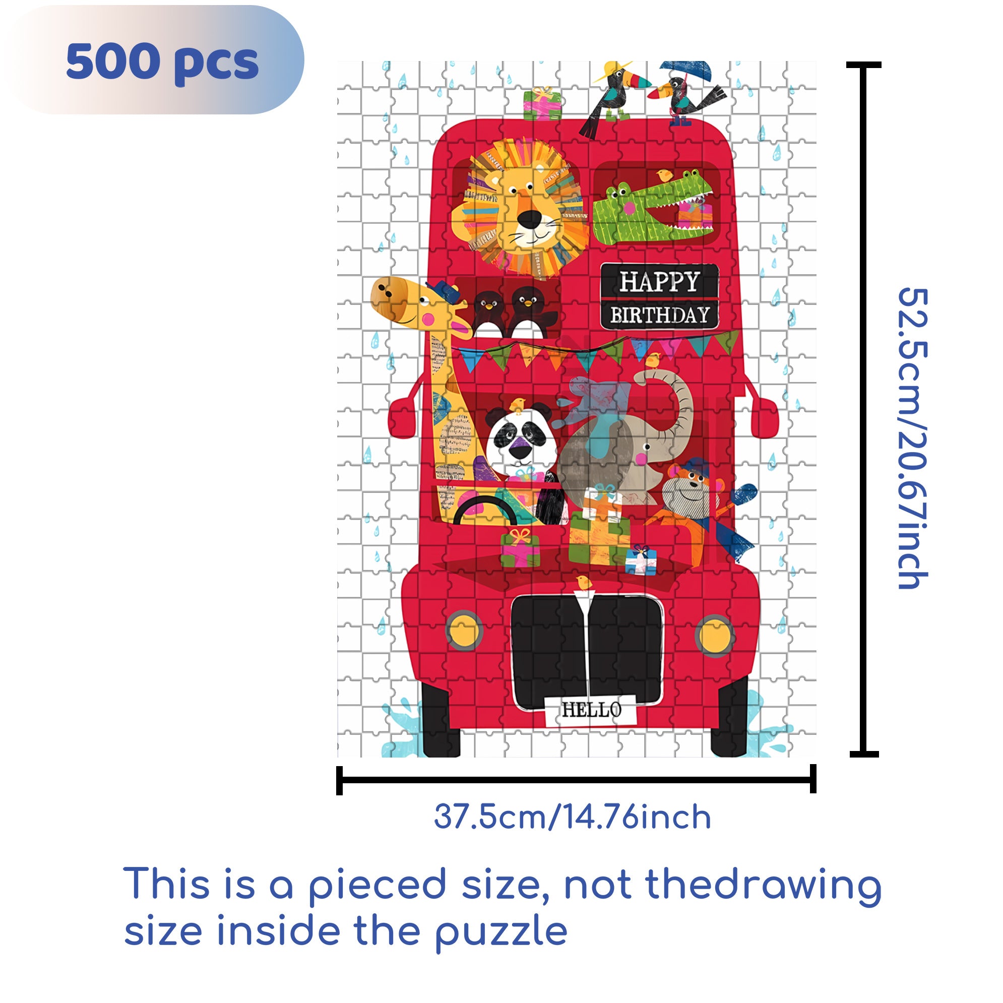 Double-Decker Bus 500pcs/1000pcs Jigsaw Puzzle, Scratch-Resistant, Interactive Family Game & Brain-Boosting DIY Decor, Perfect for Halloween, Christmas & New Year Gifts, Family Puzzle Game