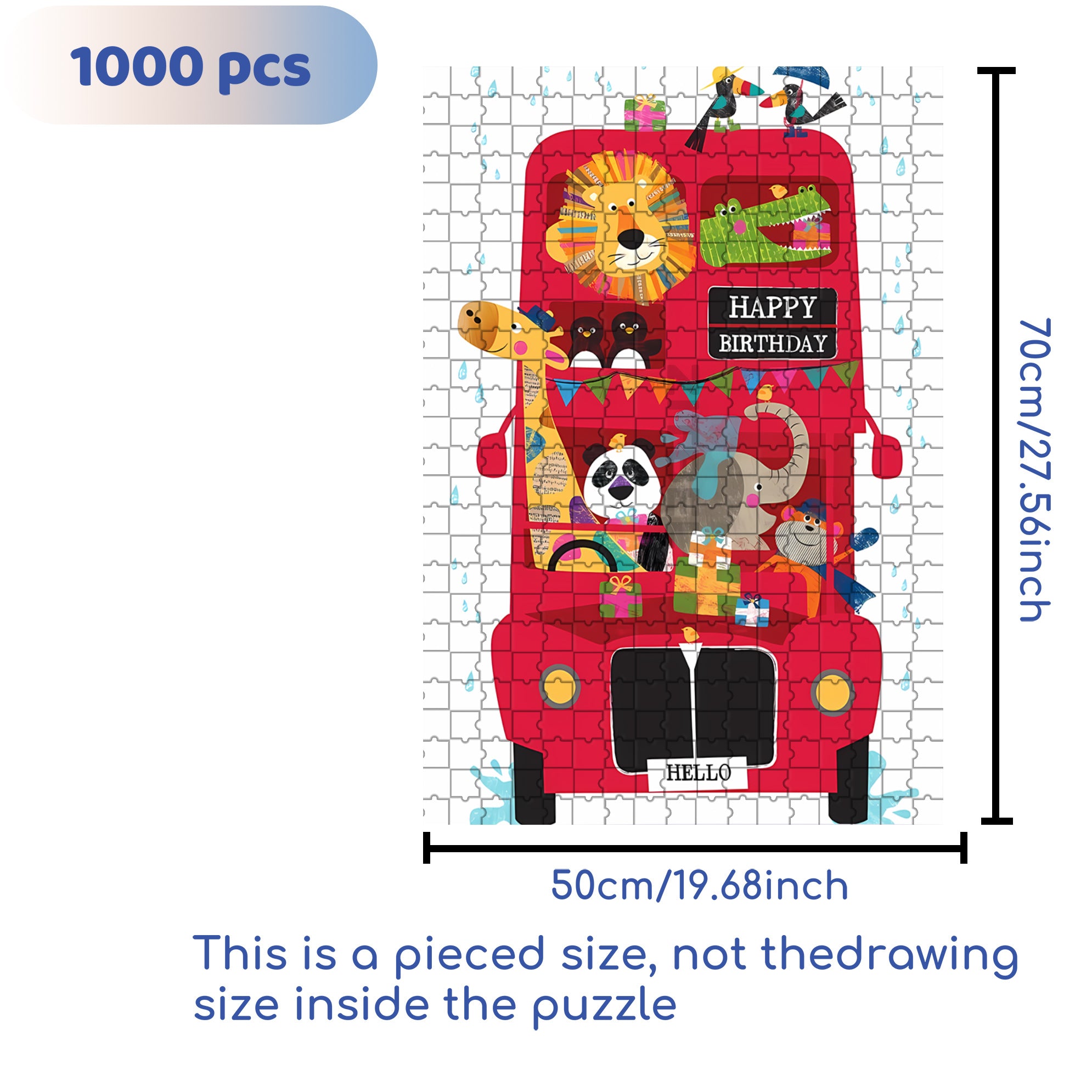 Double-Decker Bus 500pcs/1000pcs Jigsaw Puzzle, Scratch-Resistant, Interactive Family Game & Brain-Boosting DIY Decor, Perfect for Halloween, Christmas & New Year Gifts, Family Puzzle Game