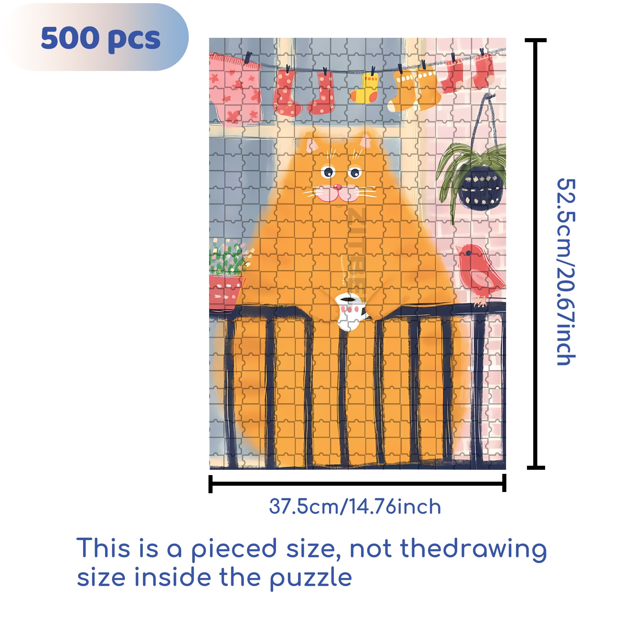 Fat Orange Cat 500pcs/1000pcs Jigsaw Puzzle, Scratch-Resistant, Interactive Family Game & Brain-Boosting DIY Decor, Perfect for Halloween, Christmas & New Year Gifts, Family Puzzle Game