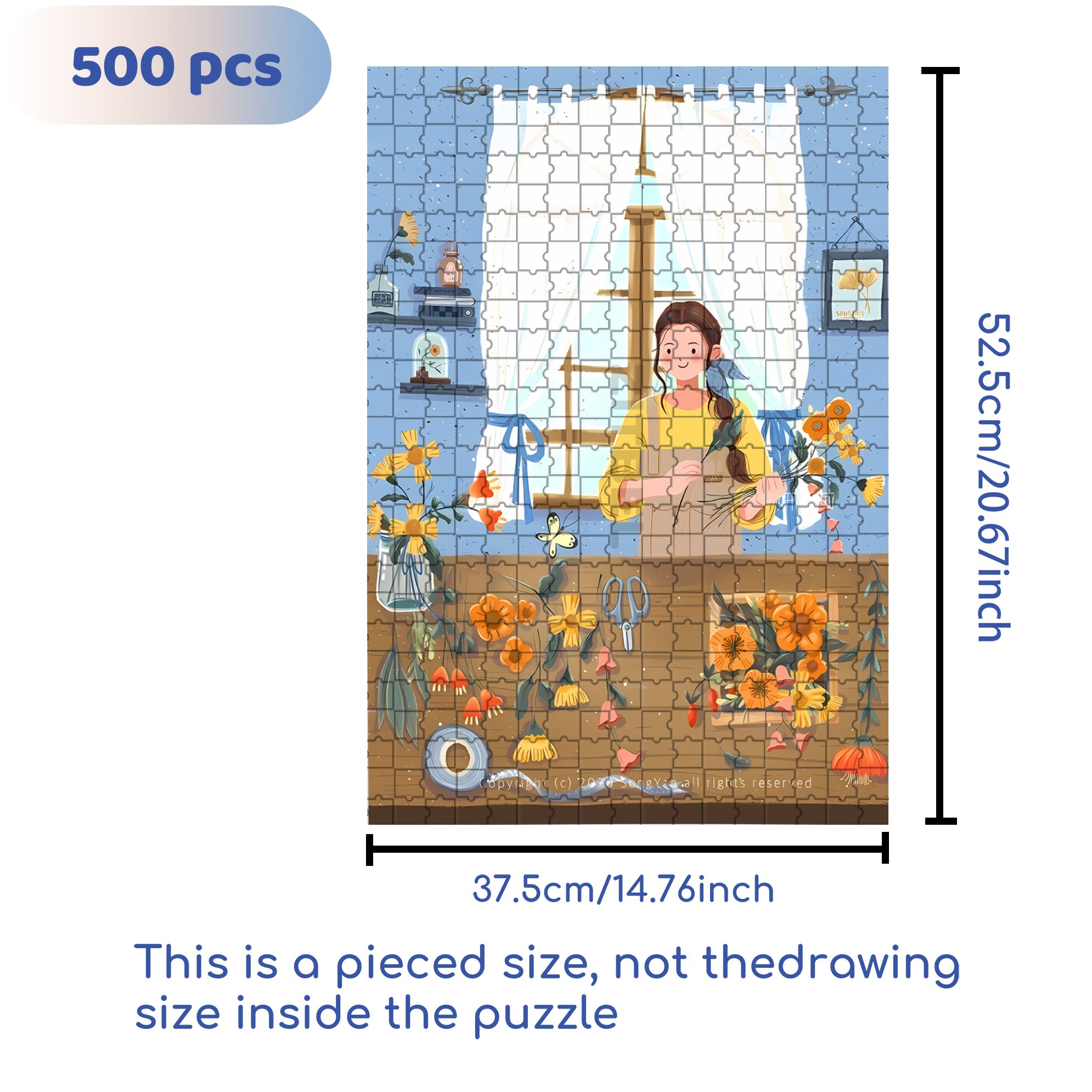 Florist 500pcs/1000pcs Jigsaw Puzzle, Scratch-Resistant, Interactive Family Game & Brain-Boosting DIY Decor, Perfect for Halloween, Christmas & New Year Gifts, Family Puzzle Game