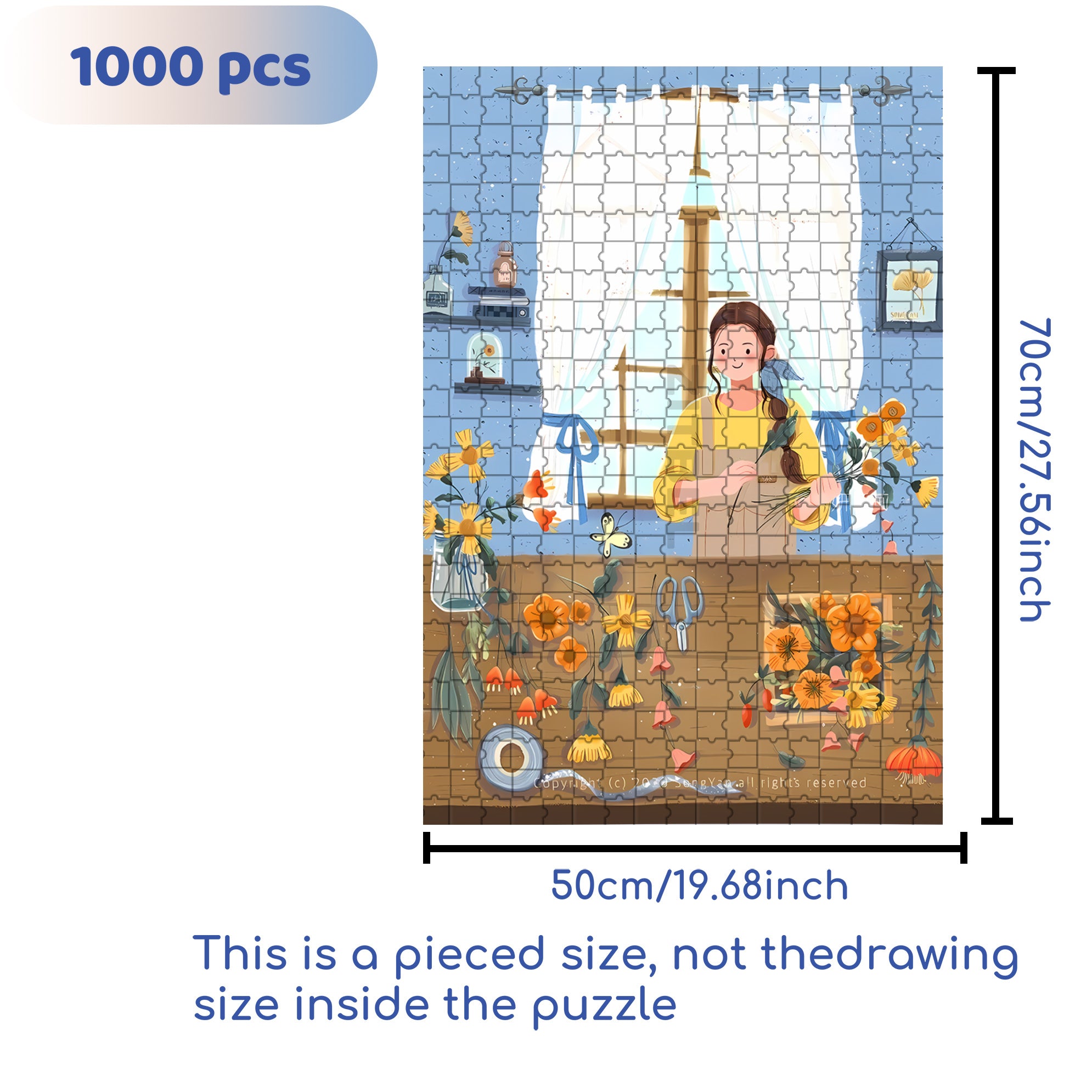 Florist 500pcs/1000pcs Jigsaw Puzzle, Scratch-Resistant, Interactive Family Game & Brain-Boosting DIY Decor, Perfect for Halloween, Christmas & New Year Gifts, Family Puzzle Game