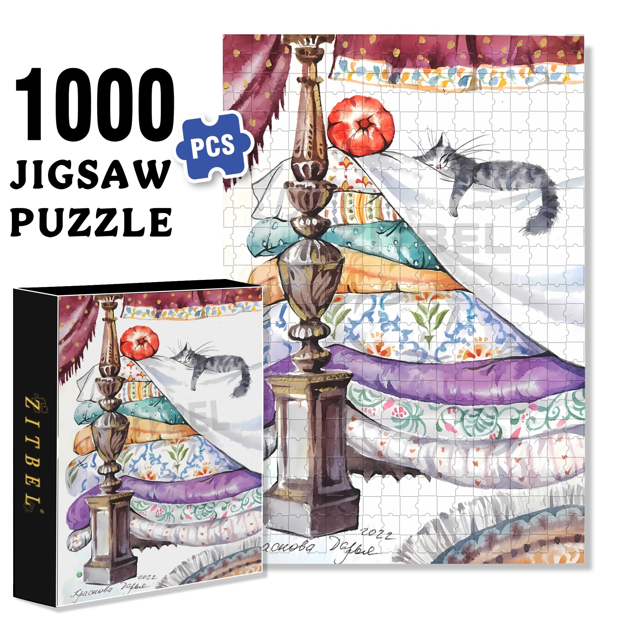 Flower Quilt 500pcs/1000pcs Jigsaw Puzzle, Scratch-Resistant, Interactive Family Game & Brain-Boosting DIY Decor, Perfect for Halloween, Christmas & New Year Gifts, Family Puzzle Game