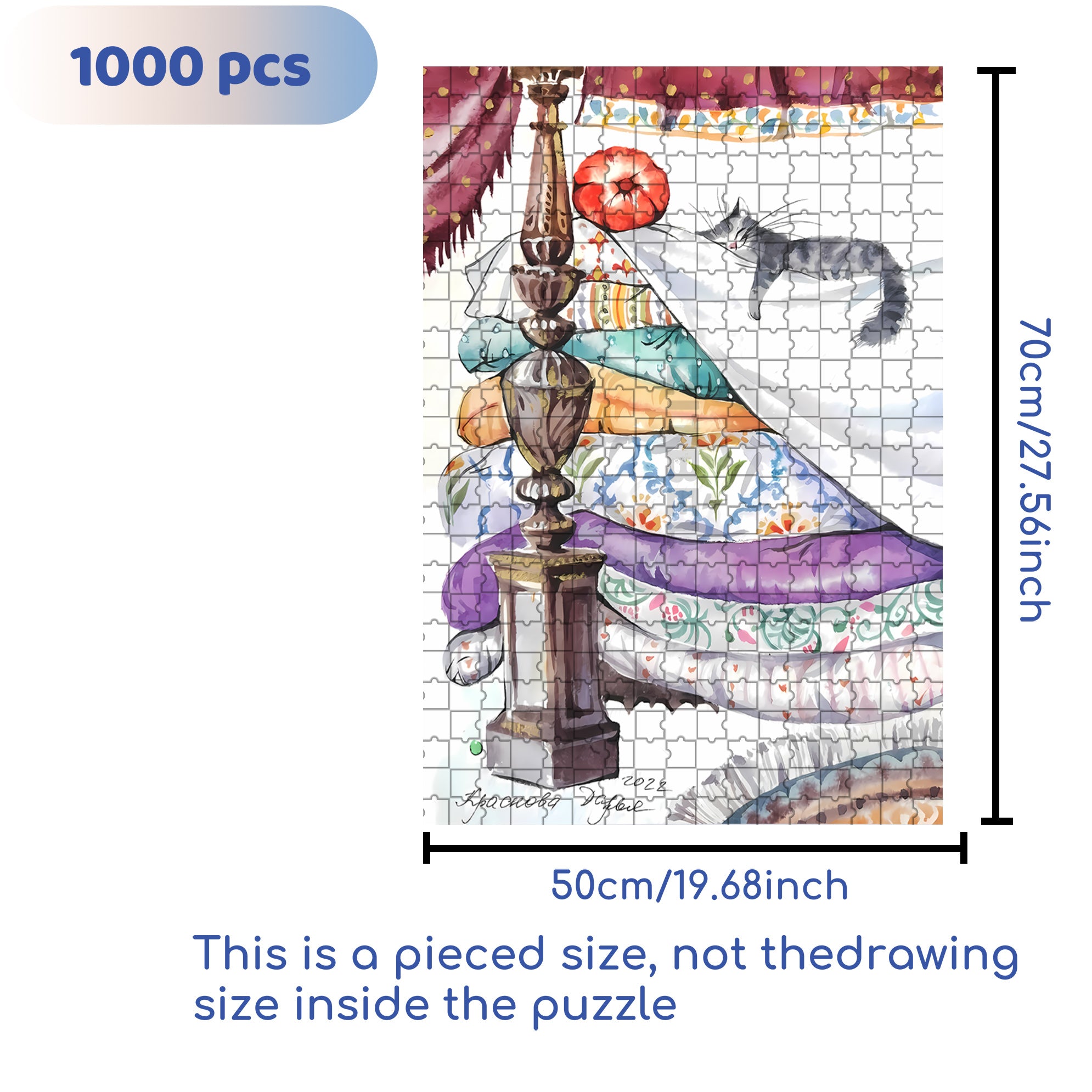 Flower Quilt 500pcs/1000pcs Jigsaw Puzzle, Scratch-Resistant, Interactive Family Game & Brain-Boosting DIY Decor, Perfect for Halloween, Christmas & New Year Gifts, Family Puzzle Game