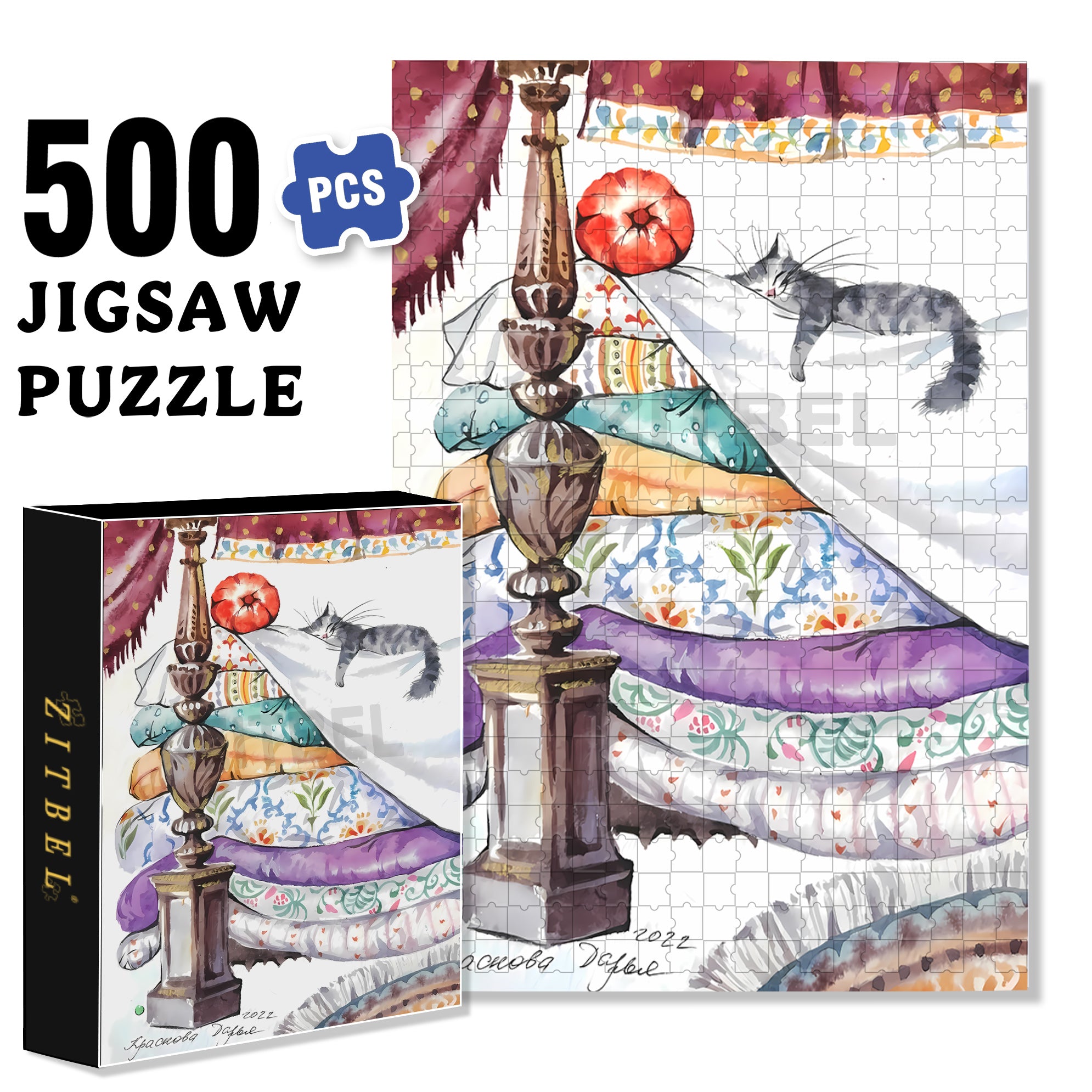 Flower Quilt 500pcs/1000pcs Jigsaw Puzzle, Scratch-Resistant, Interactive Family Game & Brain-Boosting DIY Decor, Perfect for Halloween, Christmas & New Year Gifts, Family Puzzle Game