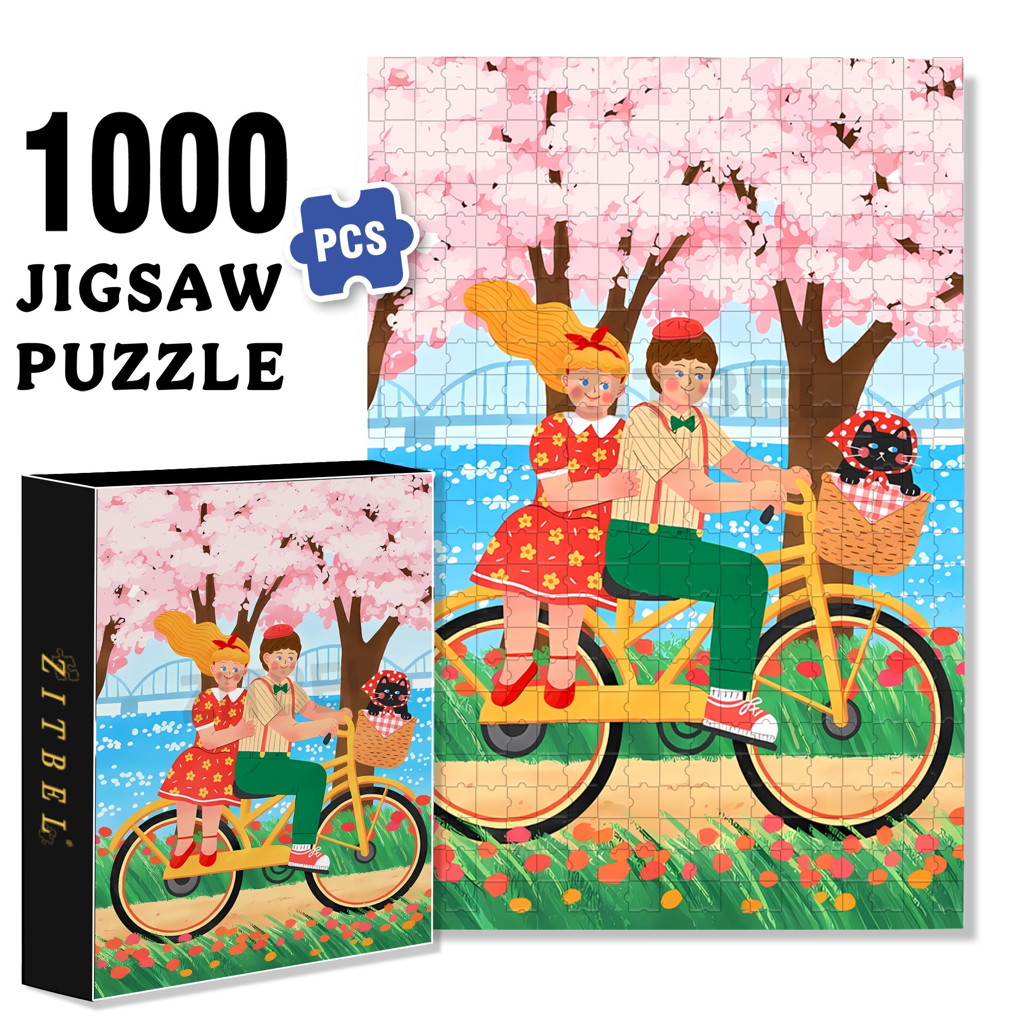 Flowing With Inspiration 500pcs/1000pcs Jigsaw Puzzle, Scratch-Resistant, Interactive Family Game & Brain-Boosting DIY Decor, Perfect for Halloween, Christmas & New Year Gifts, Family Puzzle Game