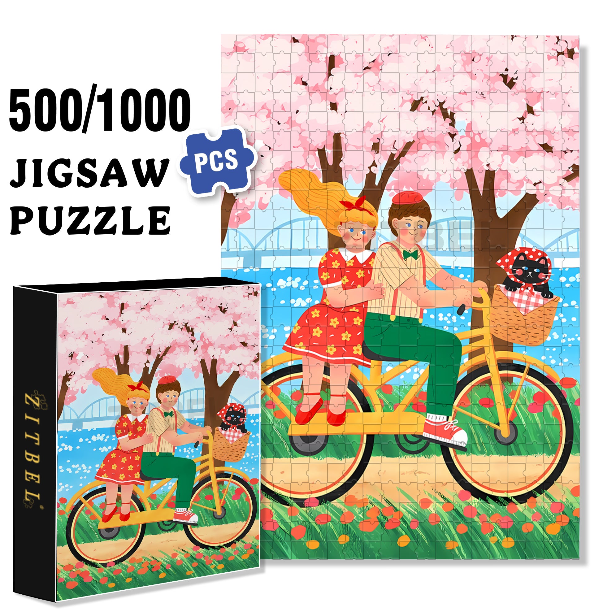 Flowing With Inspiration 500pcs/1000pcs Jigsaw Puzzle, Scratch-Resistant, Interactive Family Game & Brain-Boosting DIY Decor, Perfect for Halloween, Christmas & New Year Gifts, Family Puzzle Game