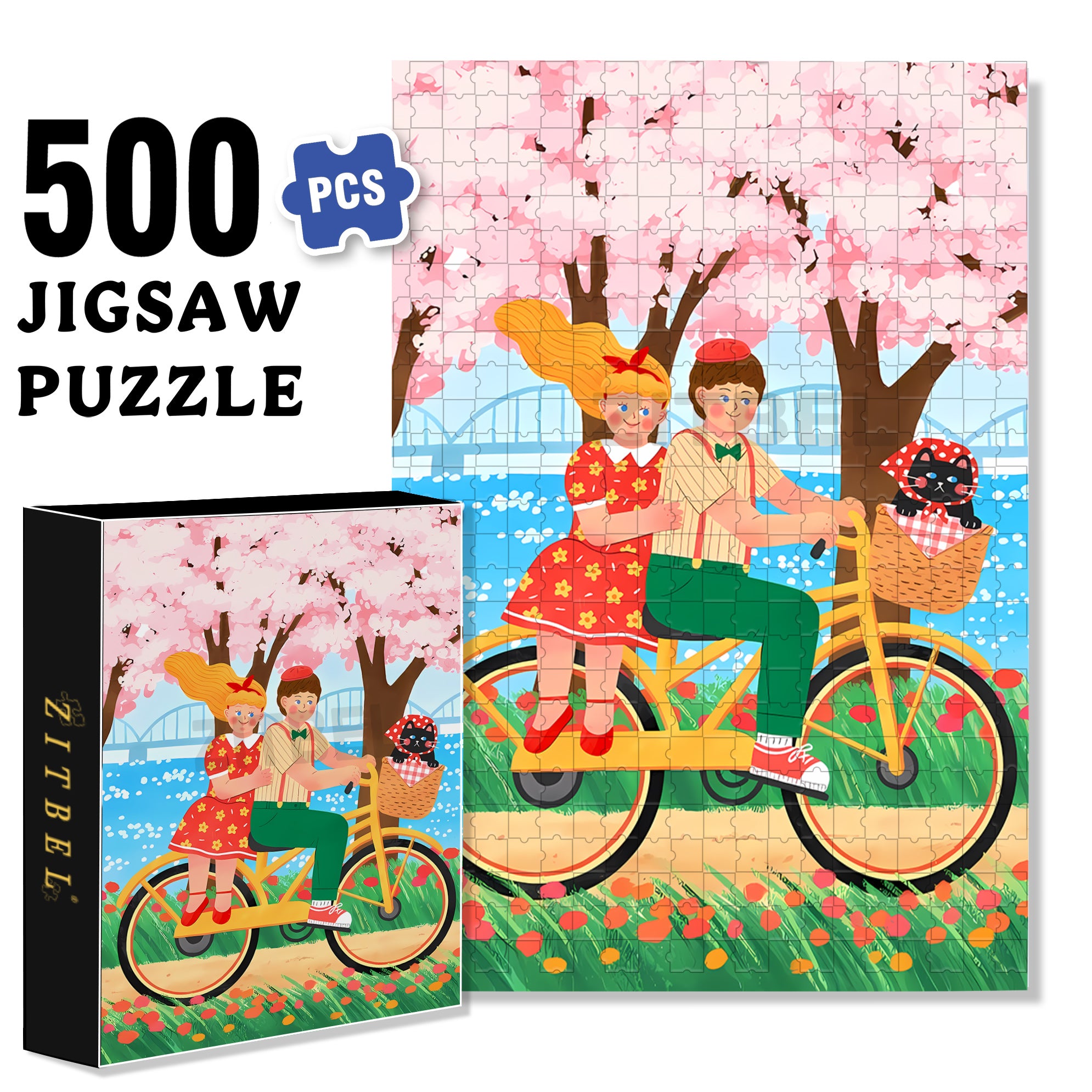 Flowing With Inspiration 500pcs/1000pcs Jigsaw Puzzle, Scratch-Resistant, Interactive Family Game & Brain-Boosting DIY Decor, Perfect for Halloween, Christmas & New Year Gifts, Family Puzzle Game