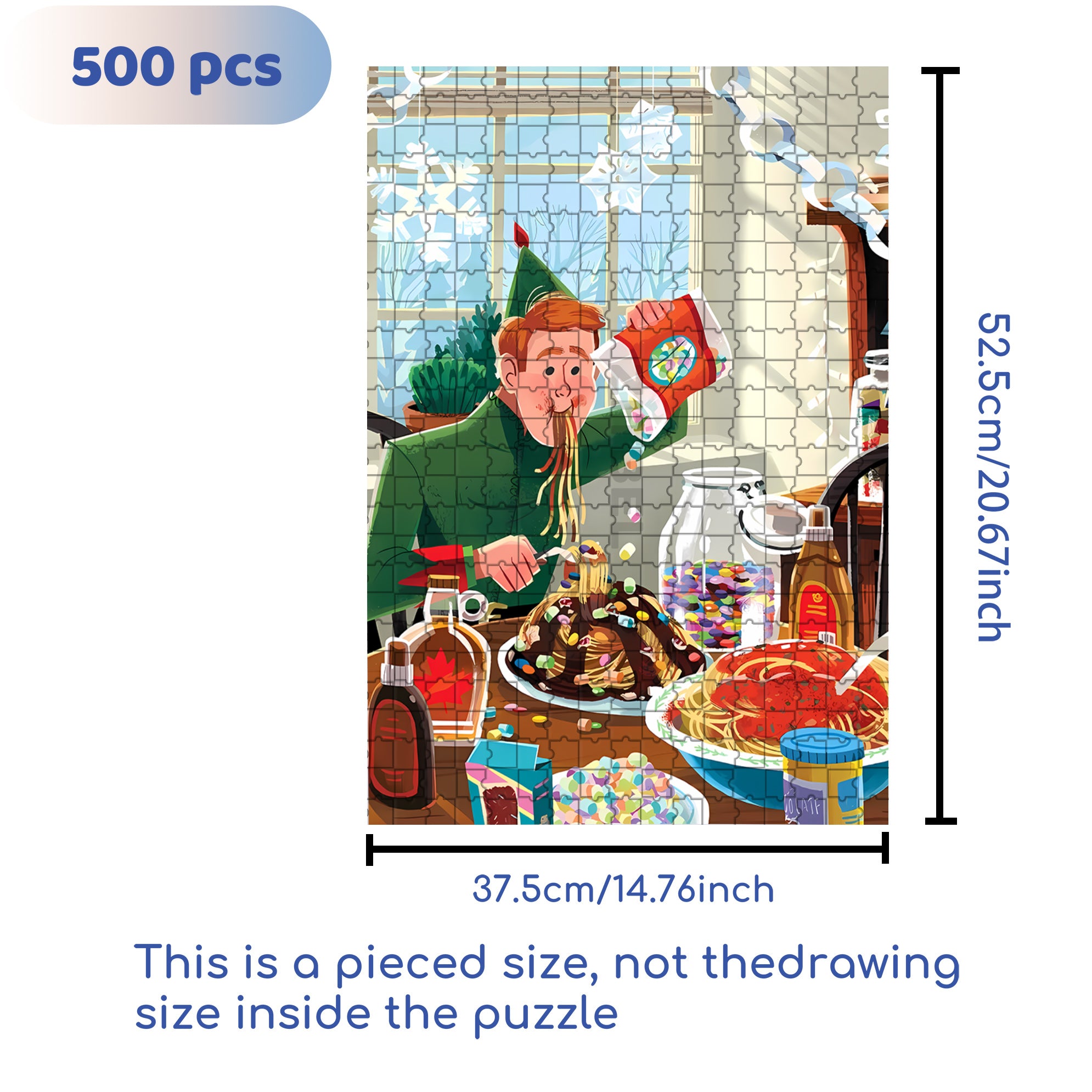 Glut Oneself With Delicacies 500pcs/1000pcs Jigsaw Puzzle, Scratch-Resistant, Interactive Family Game & Brain-Boosting DIY Decor, Perfect for Halloween, Christmas & New Year Gifts, Family Puzzle Game
