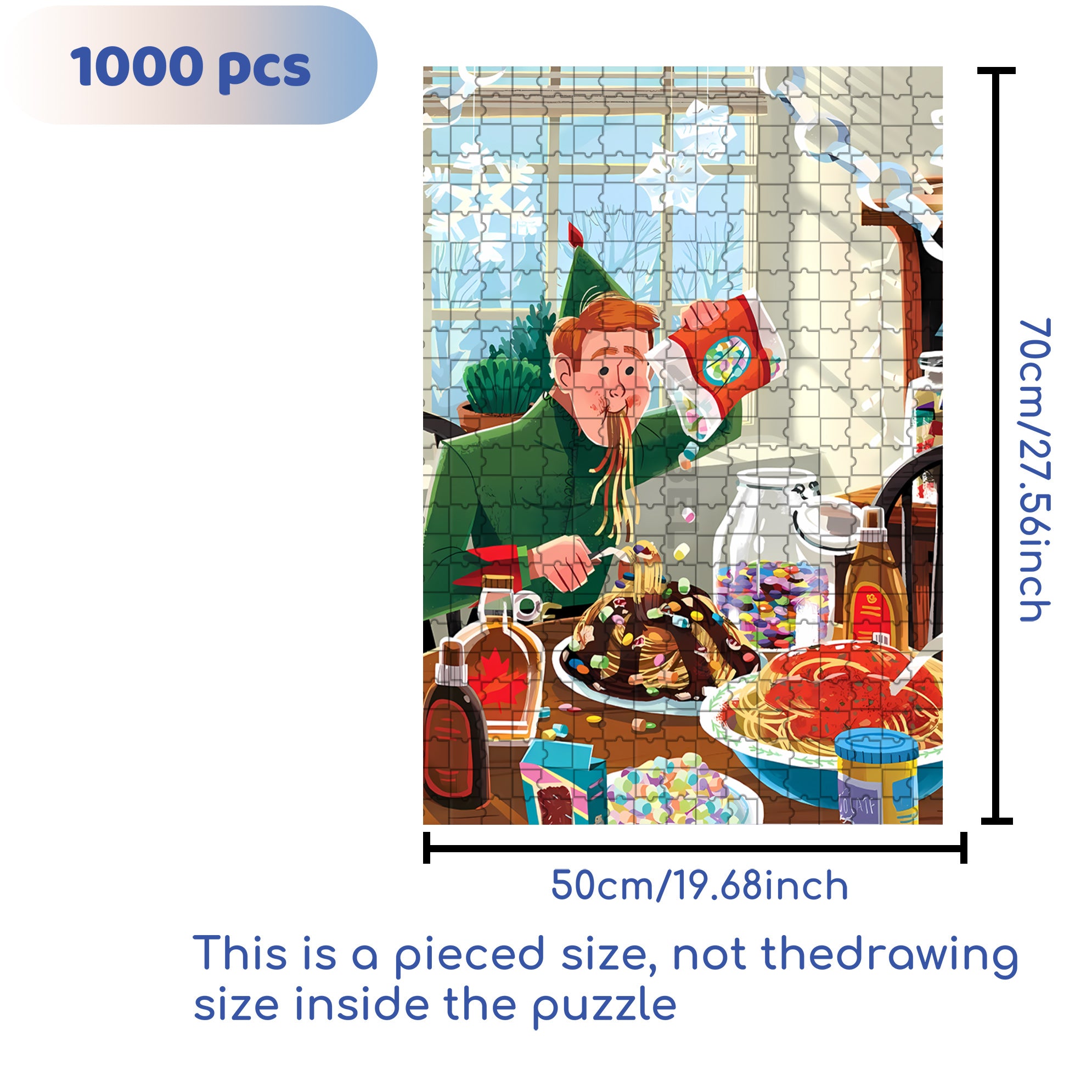 Glut Oneself With Delicacies 500pcs/1000pcs Jigsaw Puzzle, Scratch-Resistant, Interactive Family Game & Brain-Boosting DIY Decor, Perfect for Halloween, Christmas & New Year Gifts, Family Puzzle Game
