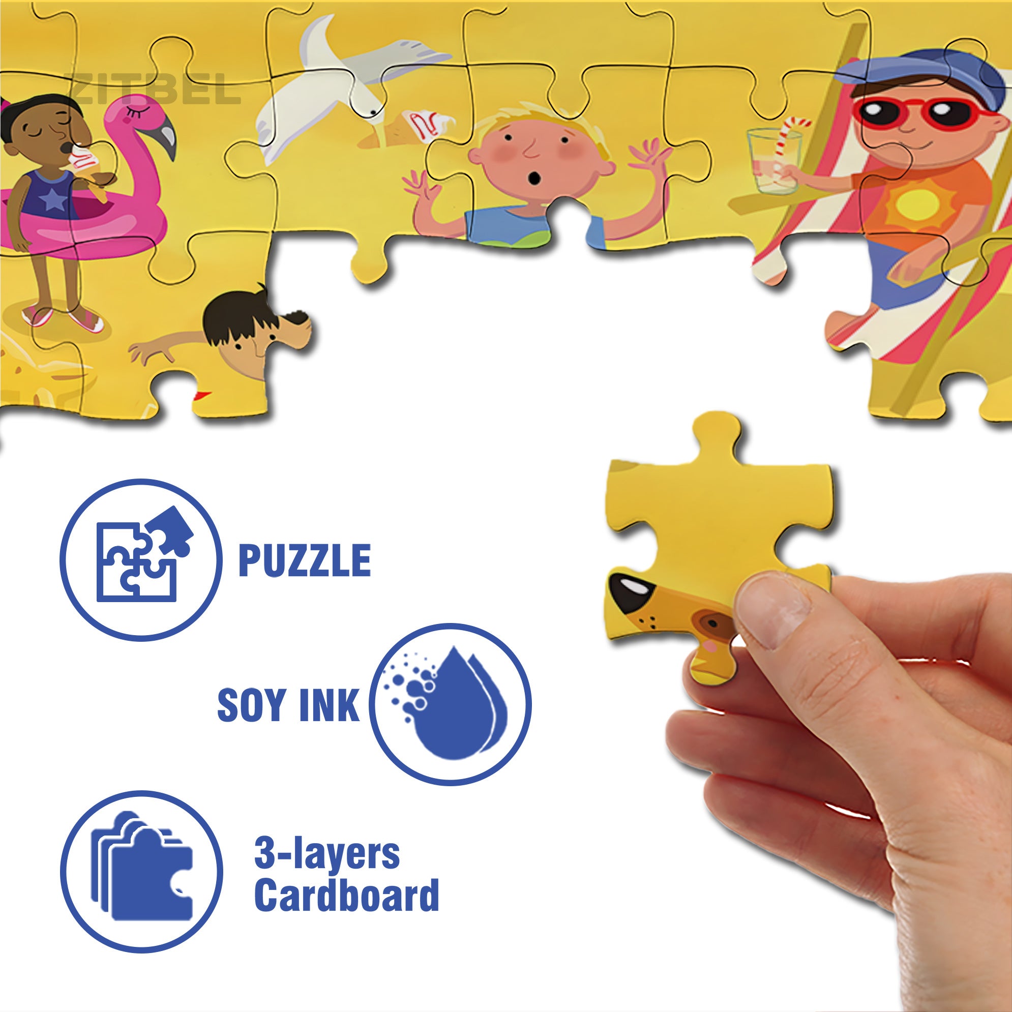 Happy Seaside 500pcs/1000pcs Jigsaw Puzzle, Scratch-Resistant, Interactive Family Game & Brain-Boosting DIY Decor, Perfect for Halloween, Christmas & New Year Gifts, Family Puzzle Game