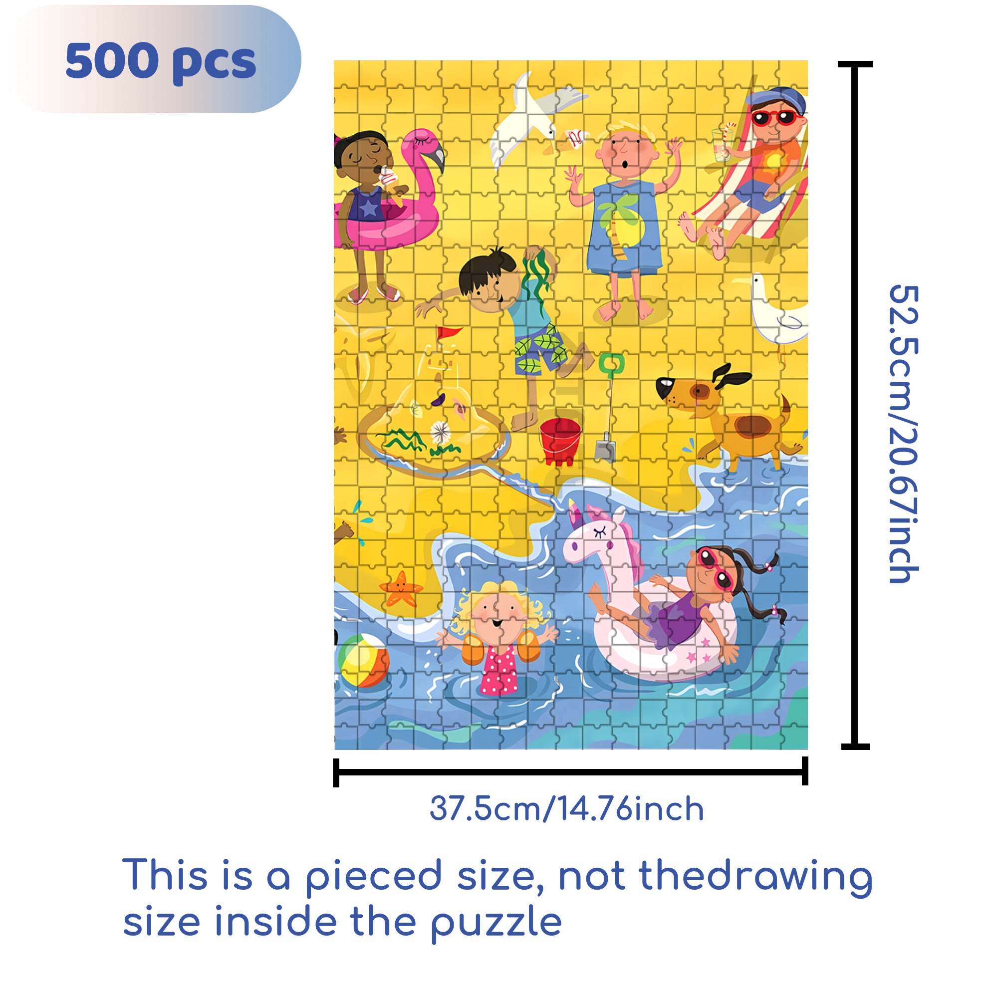 Happy Seaside 500pcs/1000pcs Jigsaw Puzzle, Scratch-Resistant, Interactive Family Game & Brain-Boosting DIY Decor, Perfect for Halloween, Christmas & New Year Gifts, Family Puzzle Game