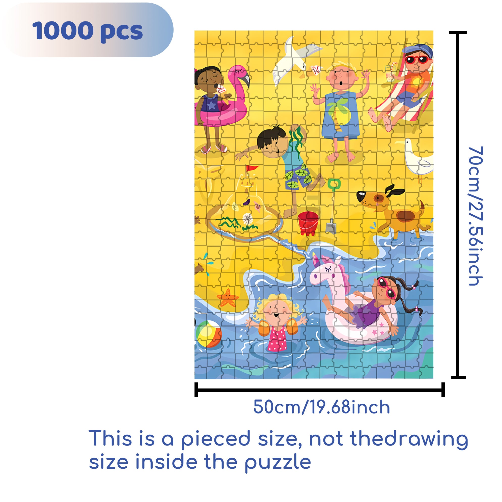 Happy Seaside 500pcs/1000pcs Jigsaw Puzzle, Scratch-Resistant, Interactive Family Game & Brain-Boosting DIY Decor, Perfect for Halloween, Christmas & New Year Gifts, Family Puzzle Game