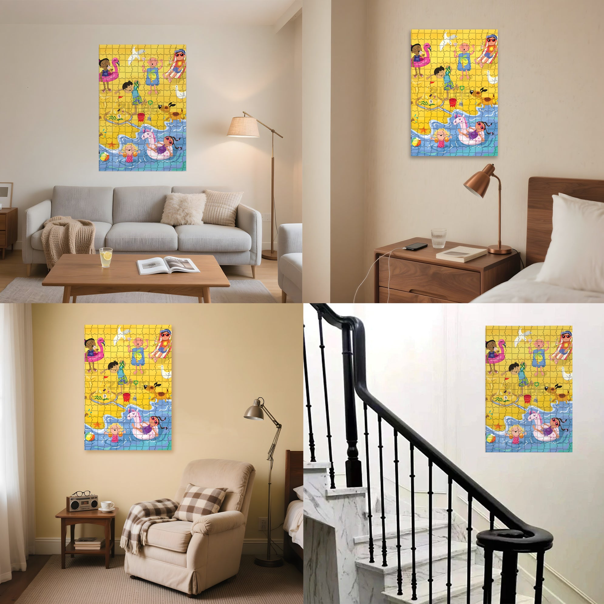 Happy Seaside 500pcs/1000pcs Jigsaw Puzzle, Scratch-Resistant, Interactive Family Game & Brain-Boosting DIY Decor, Perfect for Halloween, Christmas & New Year Gifts, Family Puzzle Game