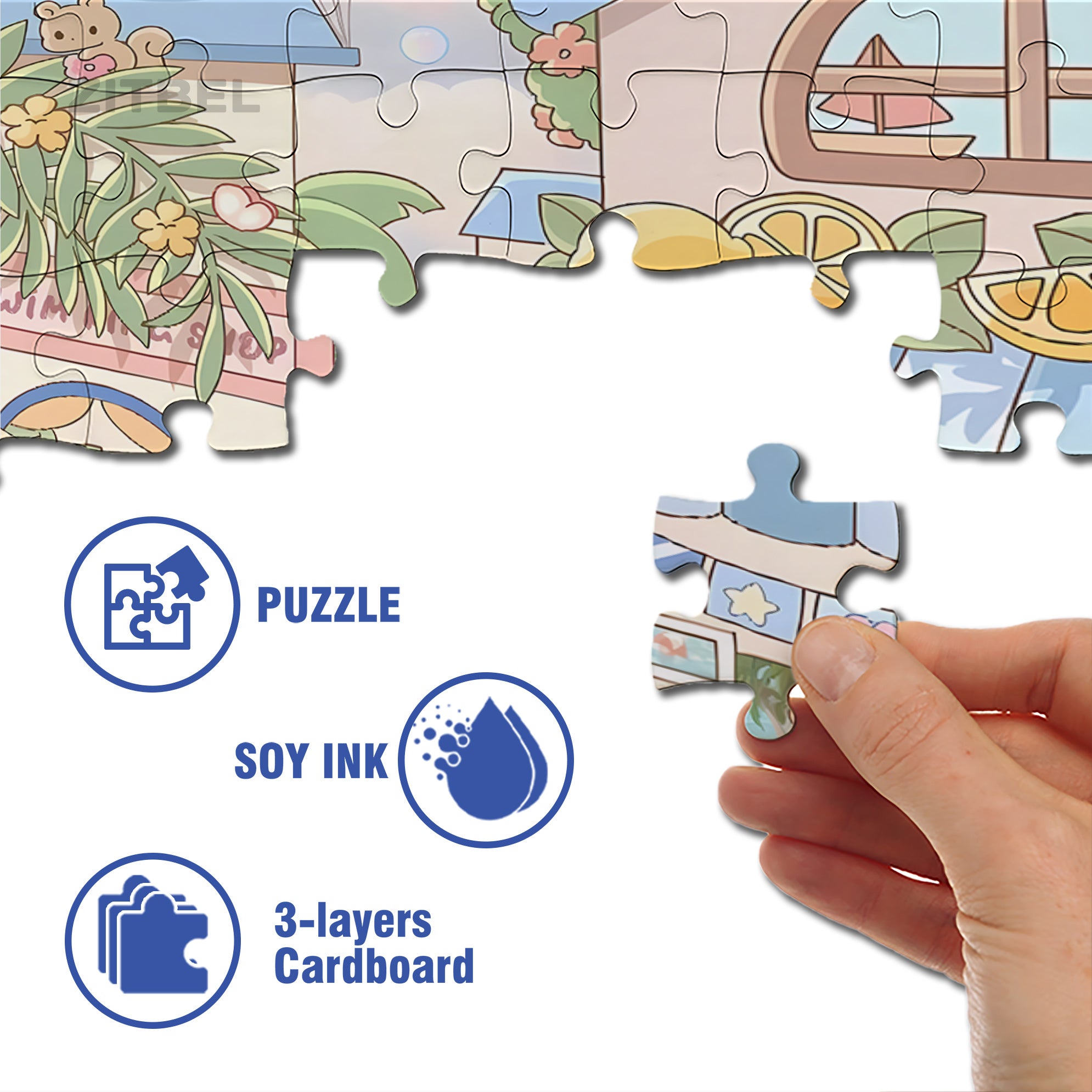Happy Sunny Beach 500pcs/1000pcs Jigsaw Puzzle, Scratch-Resistant, Interactive Family Game & Brain-Boosting DIY Decor, Perfect for Halloween, Christmas & New Year Gifts, Family Puzzle Game