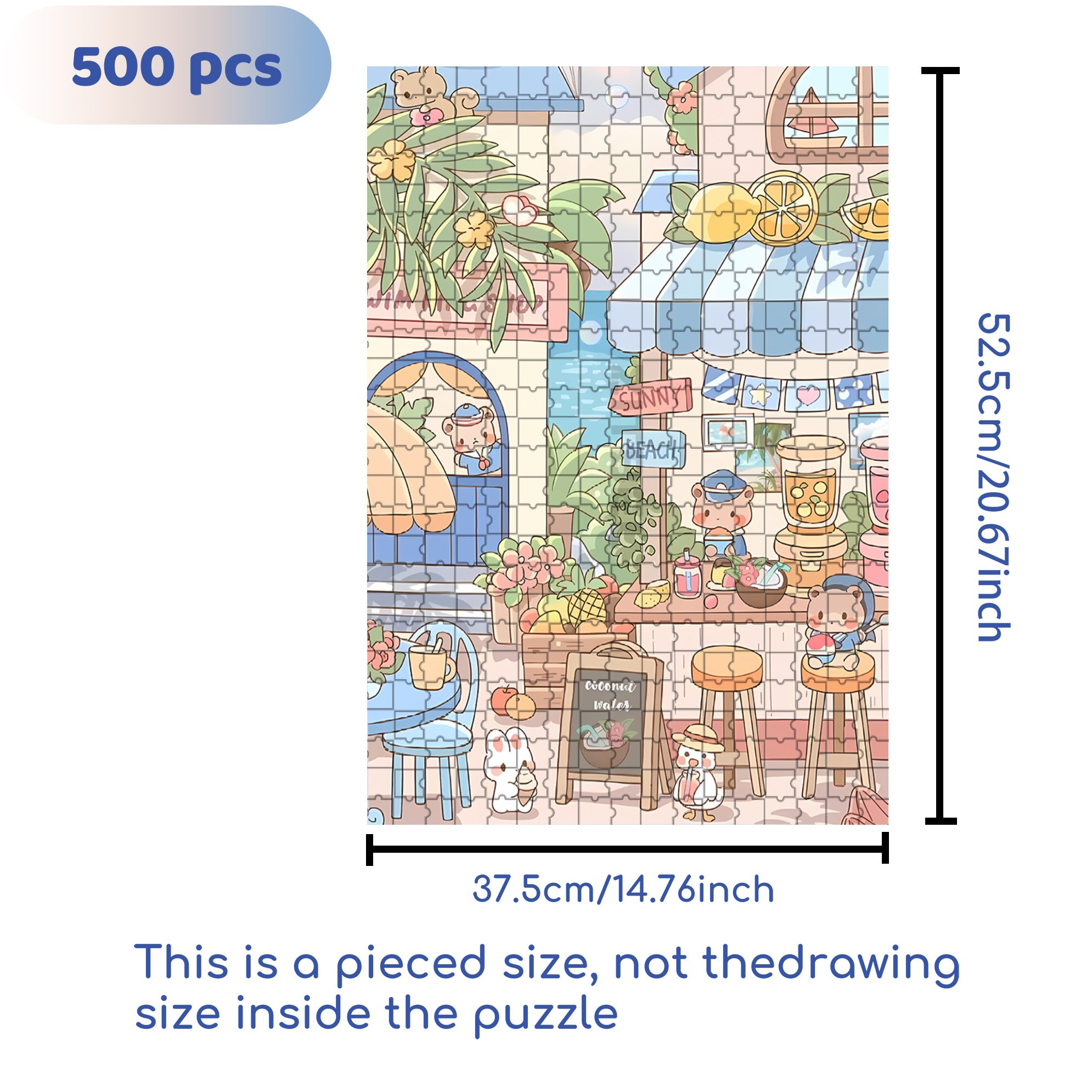 Happy Sunny Beach 500pcs/1000pcs Jigsaw Puzzle, Scratch-Resistant, Interactive Family Game & Brain-Boosting DIY Decor, Perfect for Halloween, Christmas & New Year Gifts, Family Puzzle Game