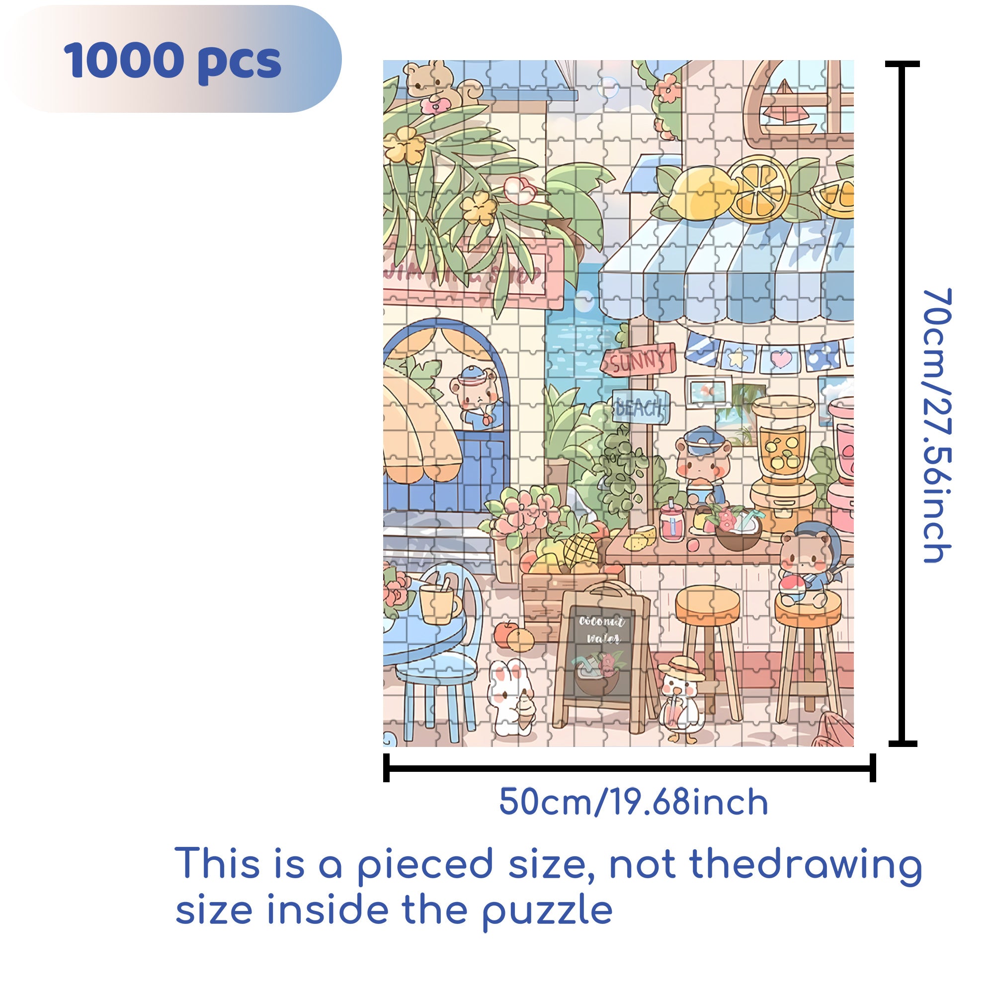 Happy Sunny Beach 500pcs/1000pcs Jigsaw Puzzle, Scratch-Resistant, Interactive Family Game & Brain-Boosting DIY Decor, Perfect for Halloween, Christmas & New Year Gifts, Family Puzzle Game