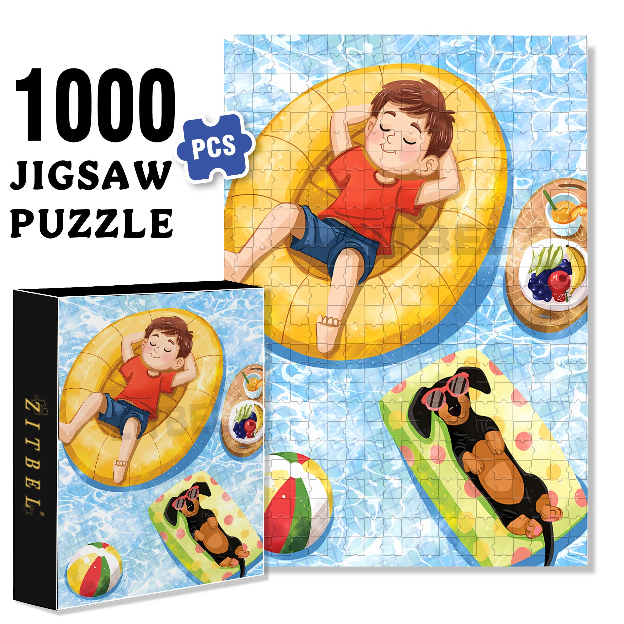 Jimmy's Sunbathing 500pcs/1000pcs Jigsaw Puzzle, Scratch-Resistant, Interactive Family Game & Brain-Boosting DIY Decor, Perfect for Halloween, Christmas & New Year Gifts, Family Puzzle Game