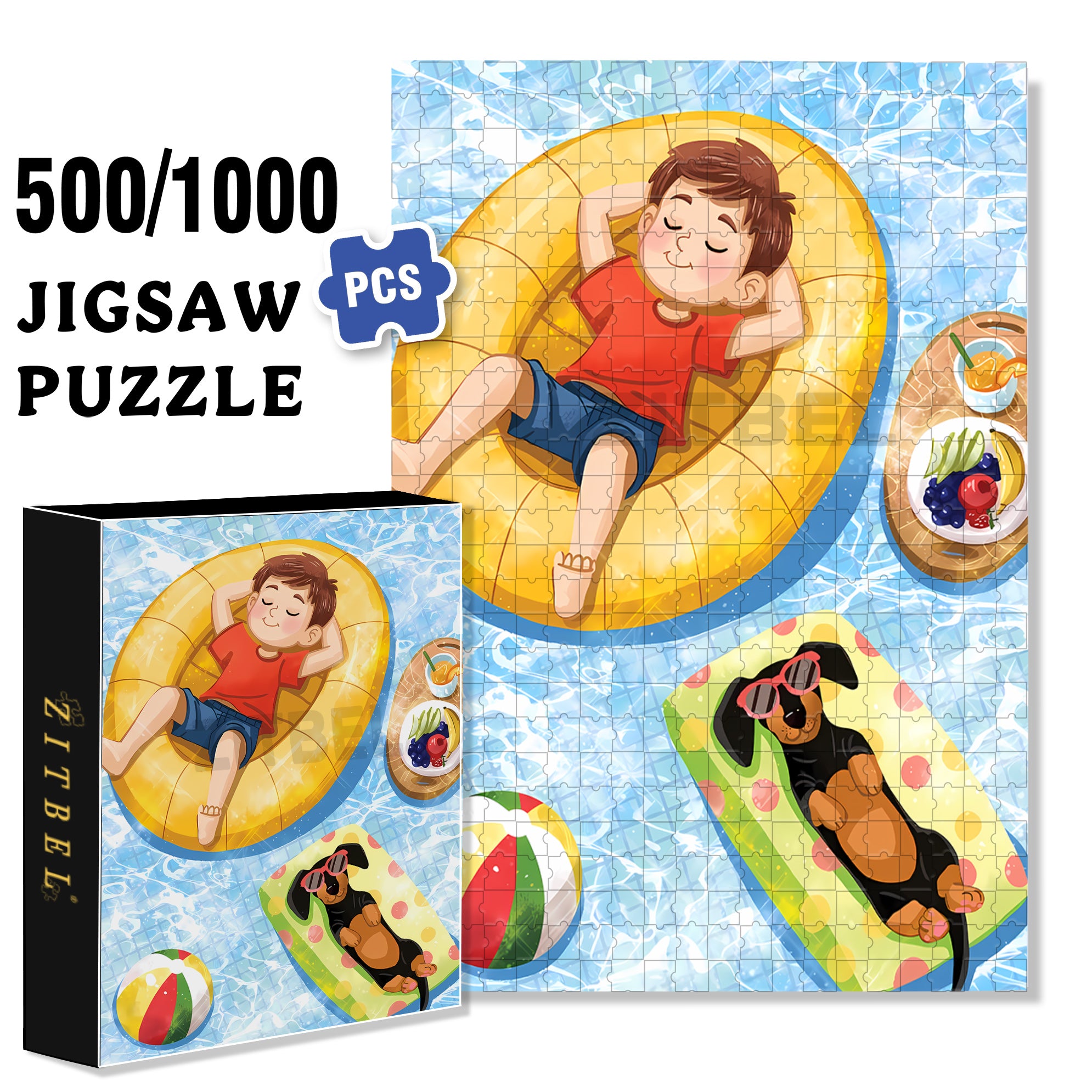 Jimmy's Sunbathing 500pcs/1000pcs Jigsaw Puzzle, Scratch-Resistant, Interactive Family Game & Brain-Boosting DIY Decor, Perfect for Halloween, Christmas & New Year Gifts, Family Puzzle Game