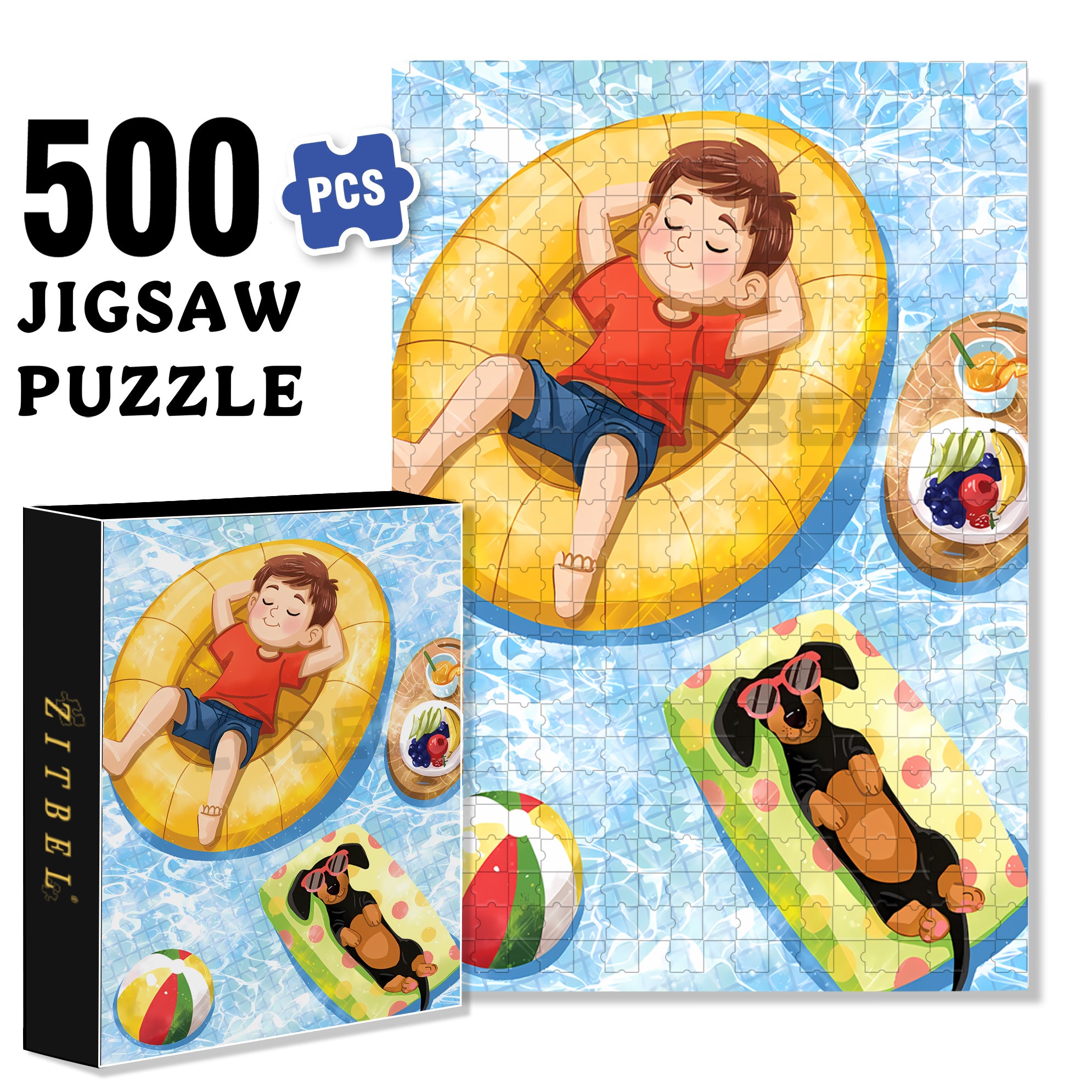 Jimmy's Sunbathing 500pcs/1000pcs Jigsaw Puzzle, Scratch-Resistant, Interactive Family Game & Brain-Boosting DIY Decor, Perfect for Halloween, Christmas & New Year Gifts, Family Puzzle Game
