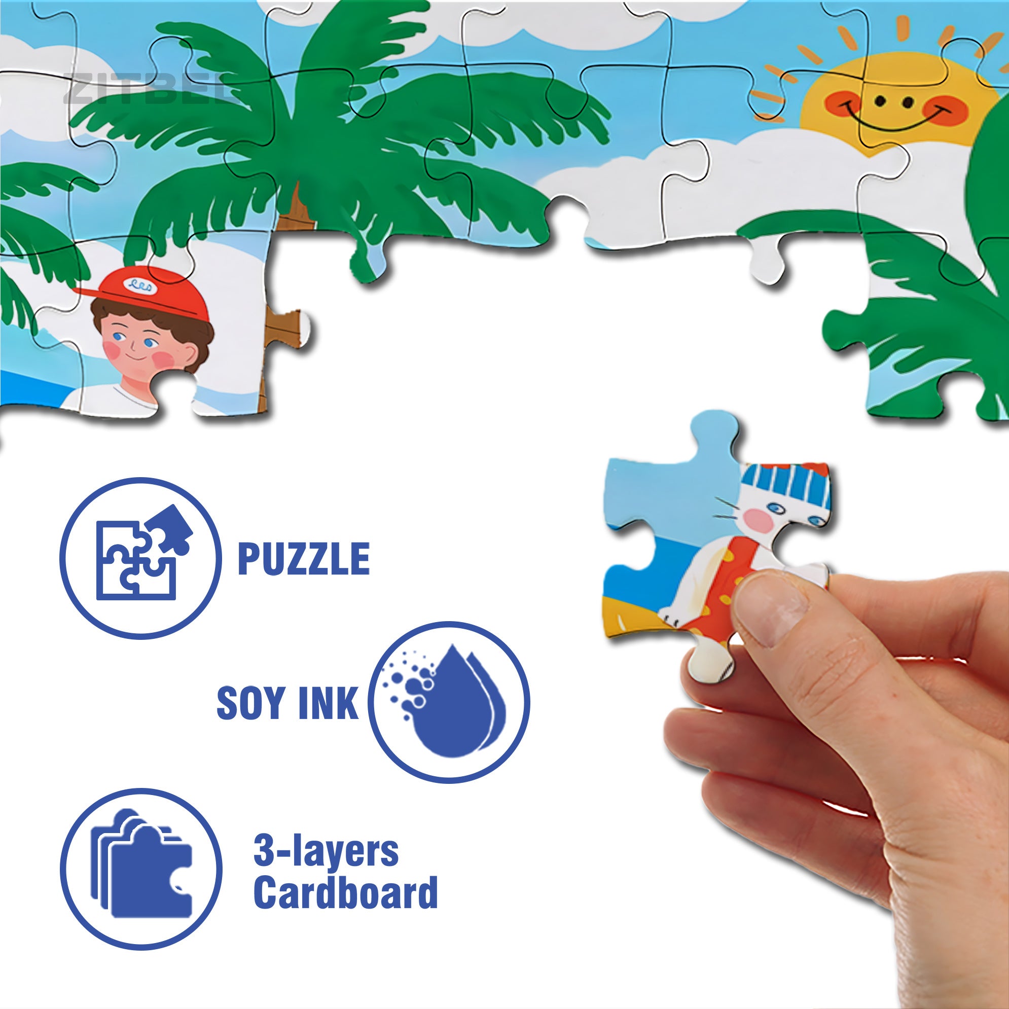 Let's Go Surfing Together. 500pcs/1000pcs Jigsaw Puzzle, Scratch-Resistant, Interactive Family Game & Brain-Boosting DIY Decor, Perfect for Halloween, Christmas & New Year Gifts, Family Puzzle Game