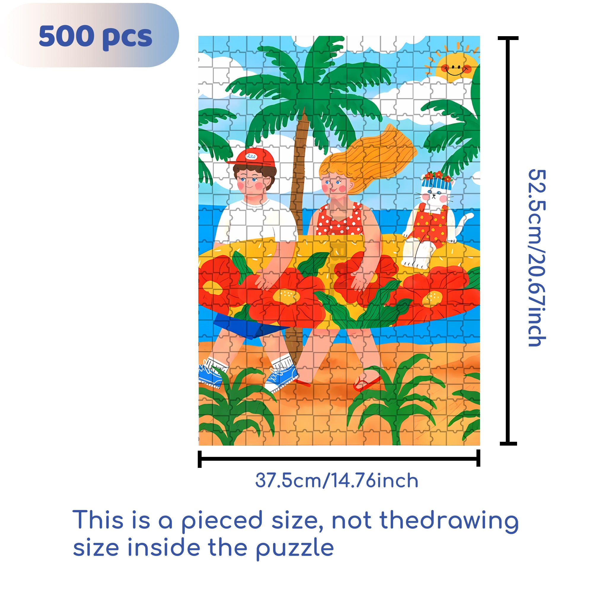 Let's Go Surfing Together. 500pcs/1000pcs Jigsaw Puzzle, Scratch-Resistant, Interactive Family Game & Brain-Boosting DIY Decor, Perfect for Halloween, Christmas & New Year Gifts, Family Puzzle Game