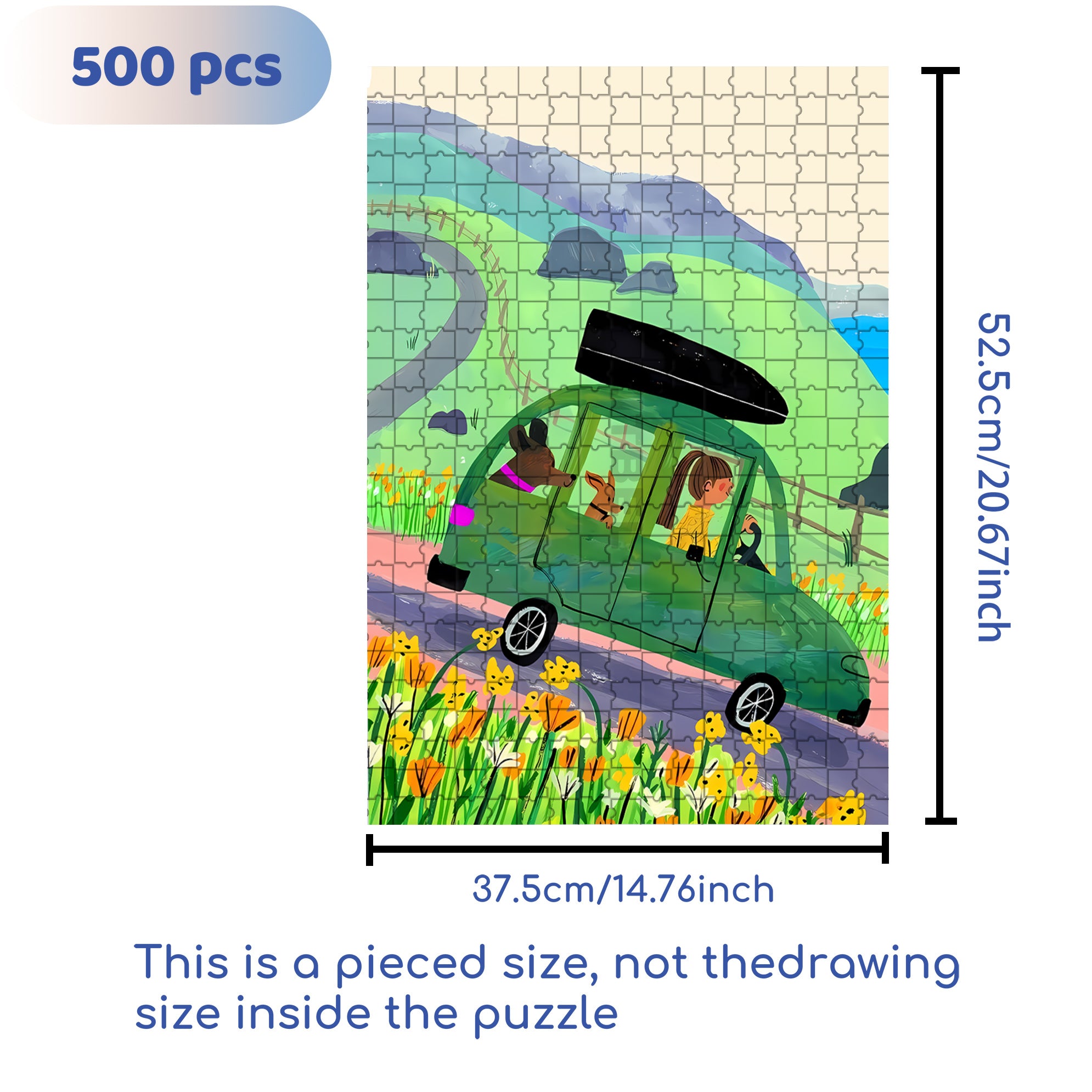 Little Green Car 500pcs/1000pcs Jigsaw Puzzle, Scratch-Resistant, Interactive Family Game & Brain-Boosting DIY Decor, Perfect for Halloween, Christmas & New Year Gifts, Family Puzzle Game