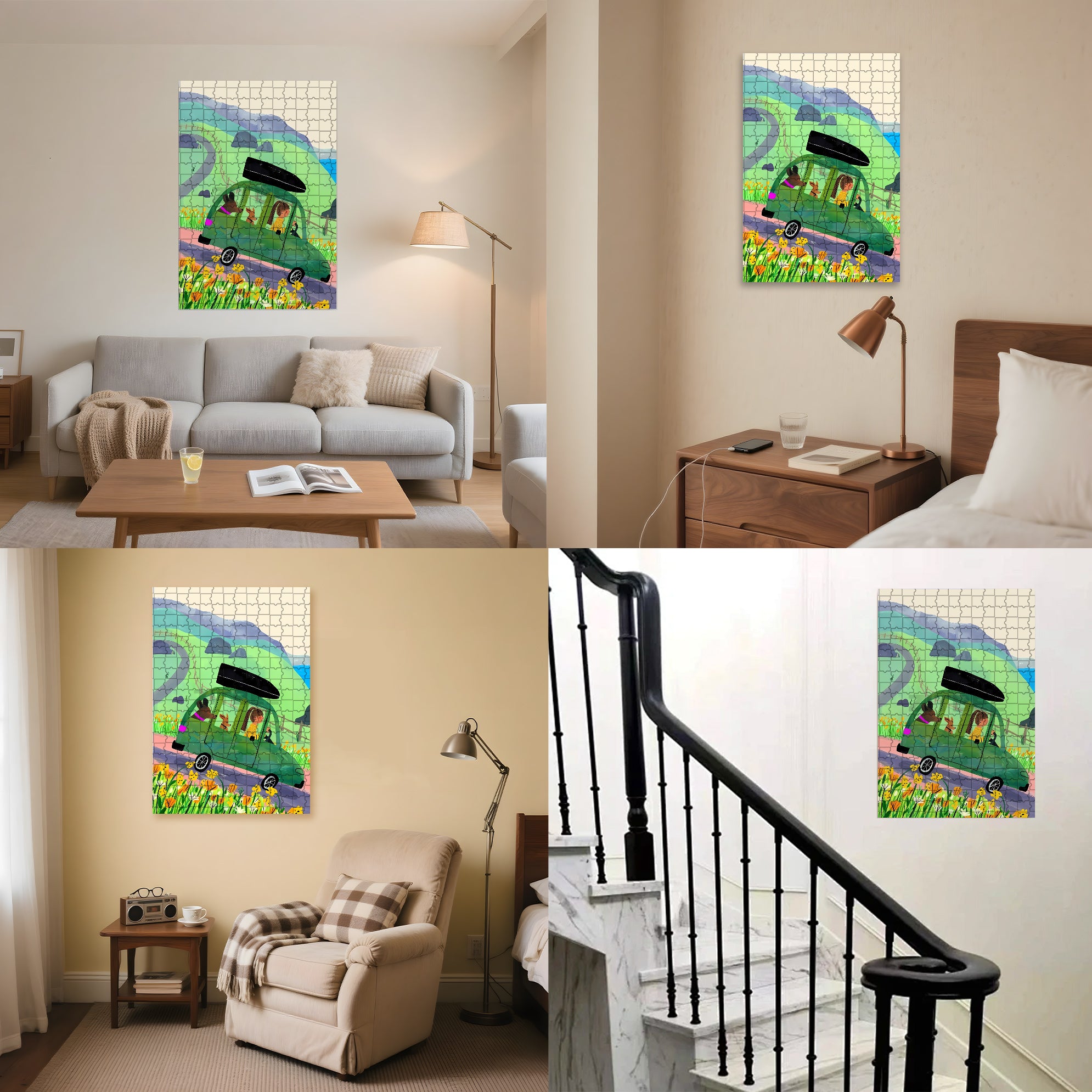 Little Green Car 500pcs/1000pcs Jigsaw Puzzle, Scratch-Resistant, Interactive Family Game & Brain-Boosting DIY Decor, Perfect for Halloween, Christmas & New Year Gifts, Family Puzzle Game
