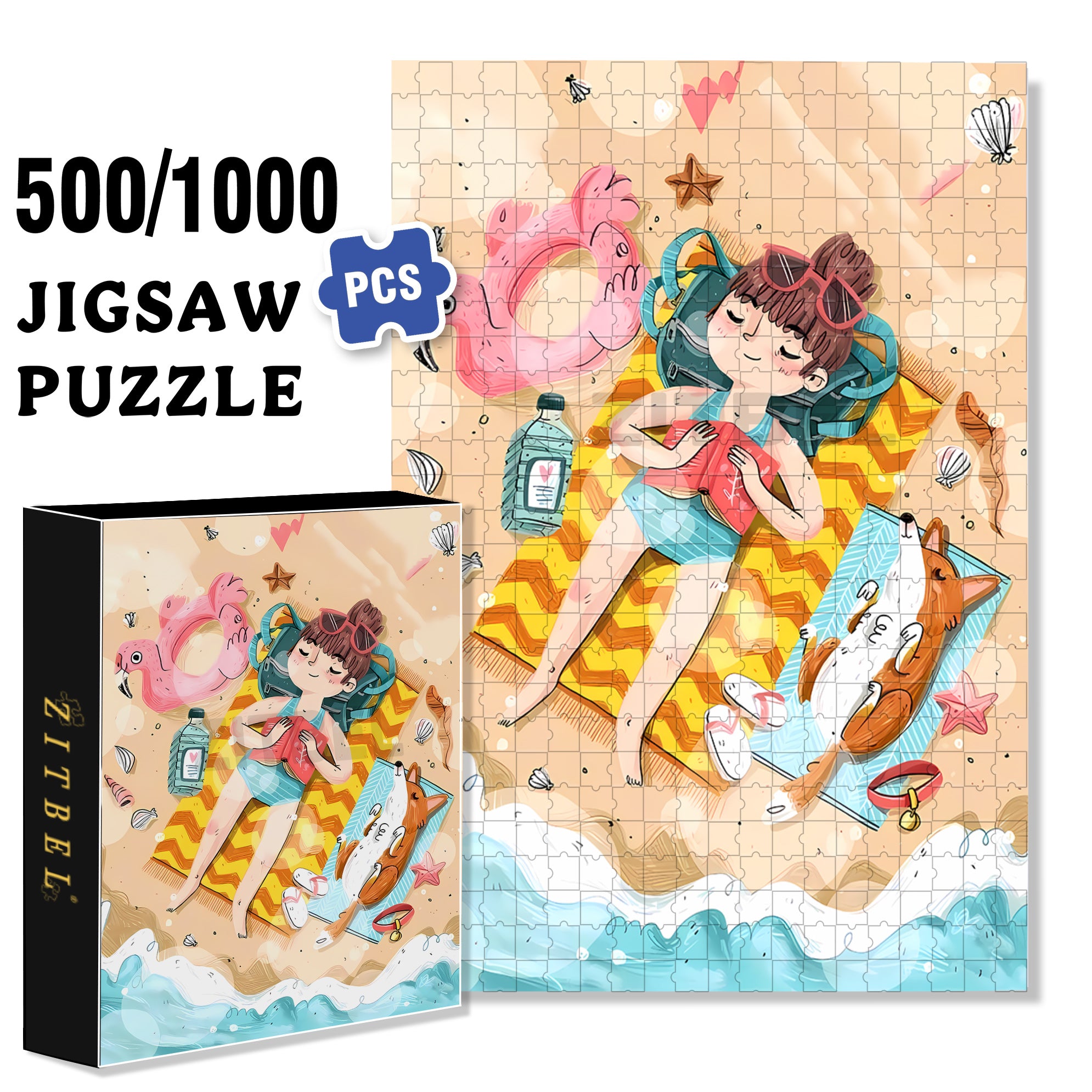 Long Vacation 500pcs/1000pcs Jigsaw Puzzle, Scratch-Resistant, Interactive Family Game & Brain-Boosting DIY Decor, Perfect for Halloween, Christmas & New Year Gifts, Family Puzzle Game