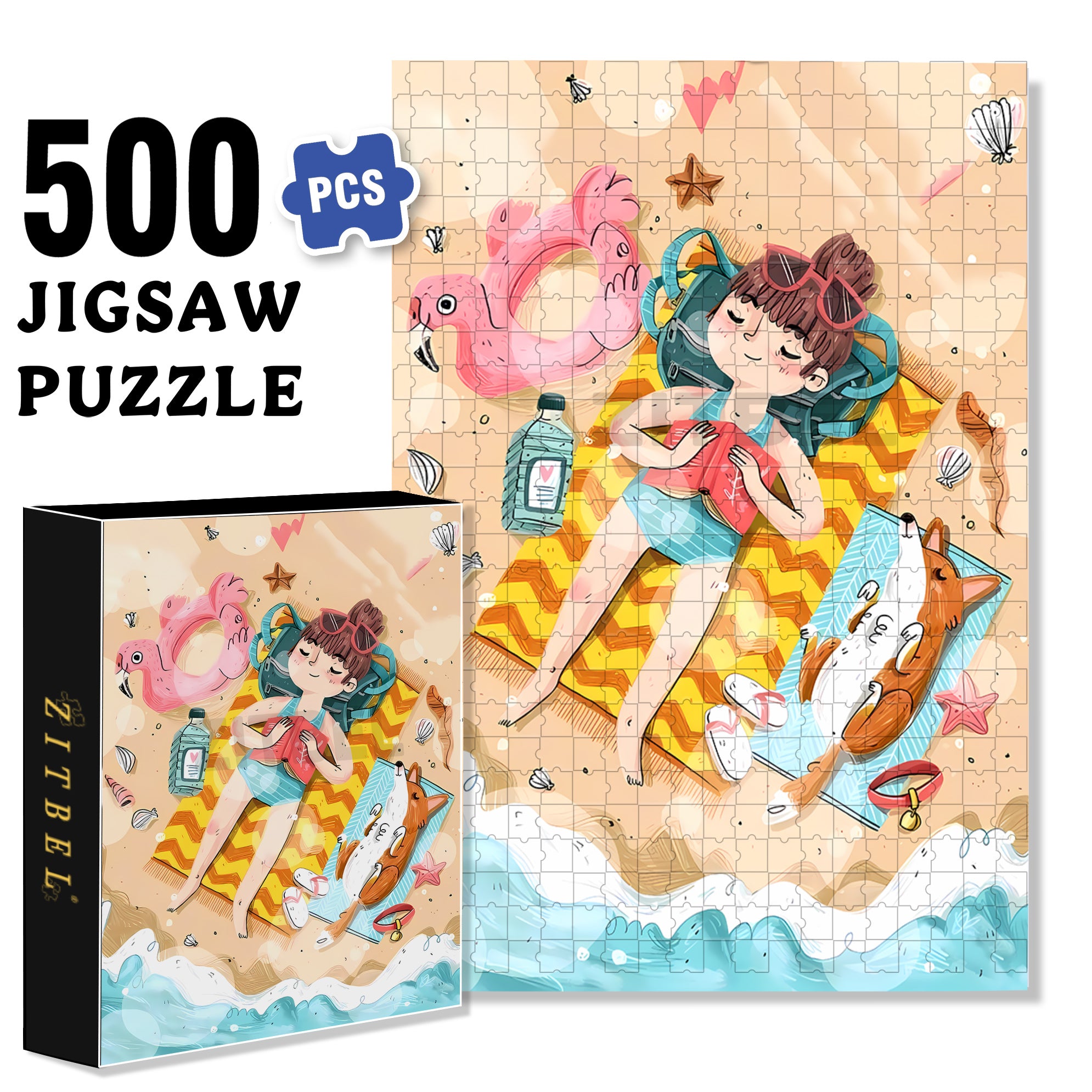 Long Vacation 500pcs/1000pcs Jigsaw Puzzle, Scratch-Resistant, Interactive Family Game & Brain-Boosting DIY Decor, Perfect for Halloween, Christmas & New Year Gifts, Family Puzzle Game