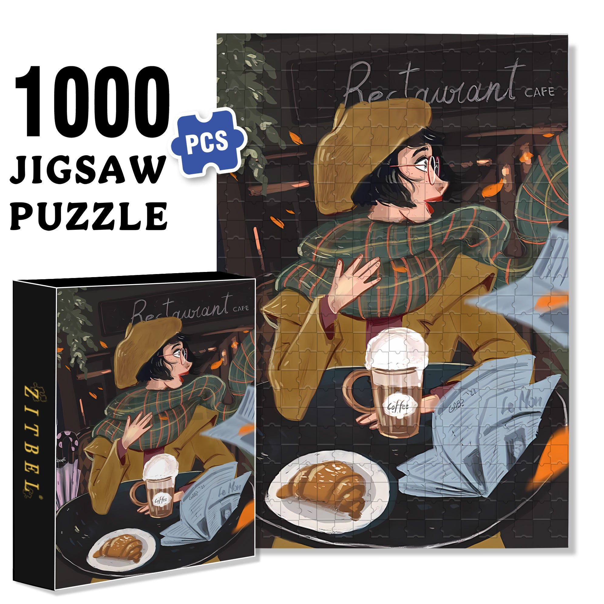 Macchiato 500pcs/1000pcs Jigsaw Puzzle, Scratch-Resistant, Interactive Family Game & Brain-Boosting DIY Decor, Perfect for Halloween, Christmas & New Year Gifts, Family Puzzle Game