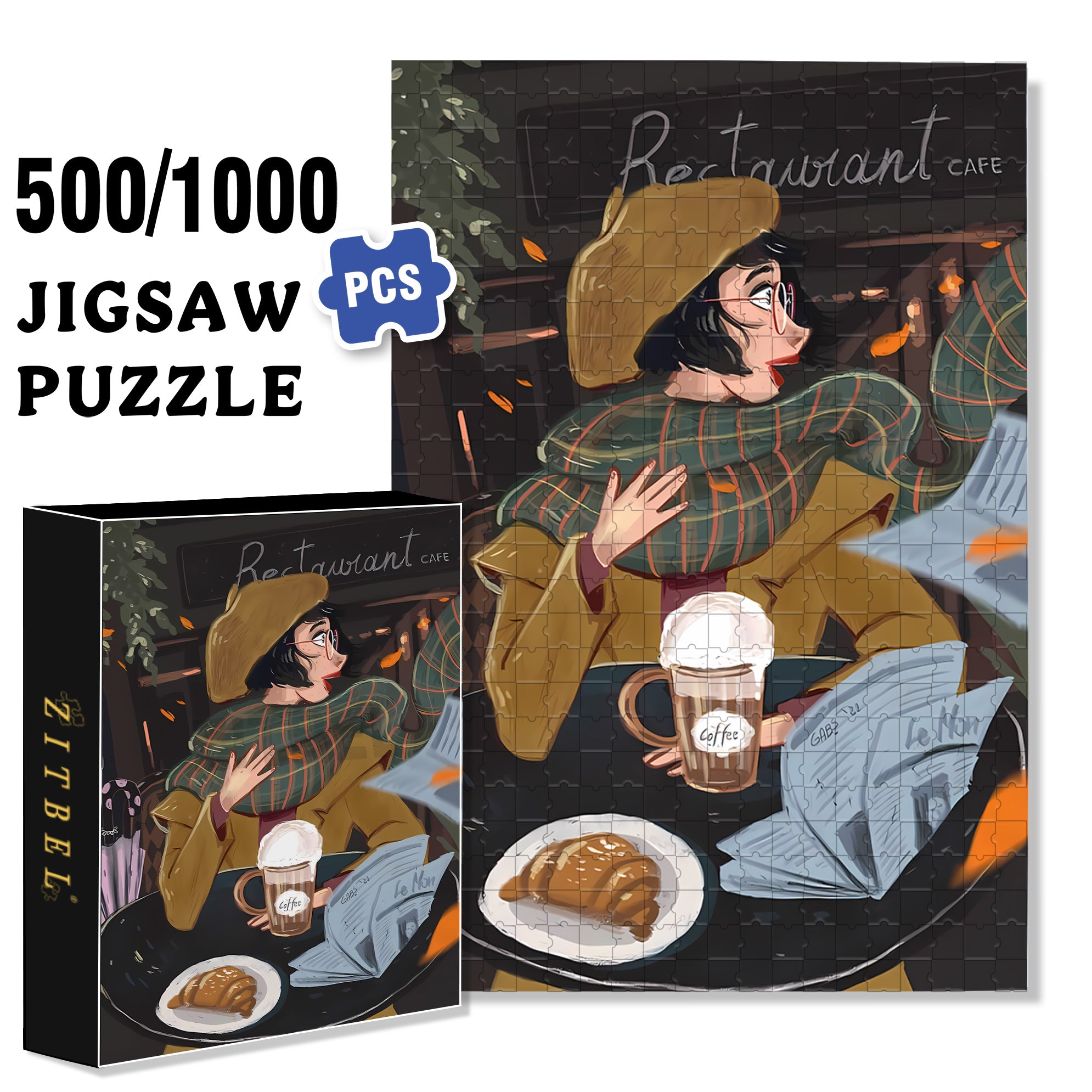 Macchiato 500pcs/1000pcs Jigsaw Puzzle, Scratch-Resistant, Interactive Family Game & Brain-Boosting DIY Decor, Perfect for Halloween, Christmas & New Year Gifts, Family Puzzle Game