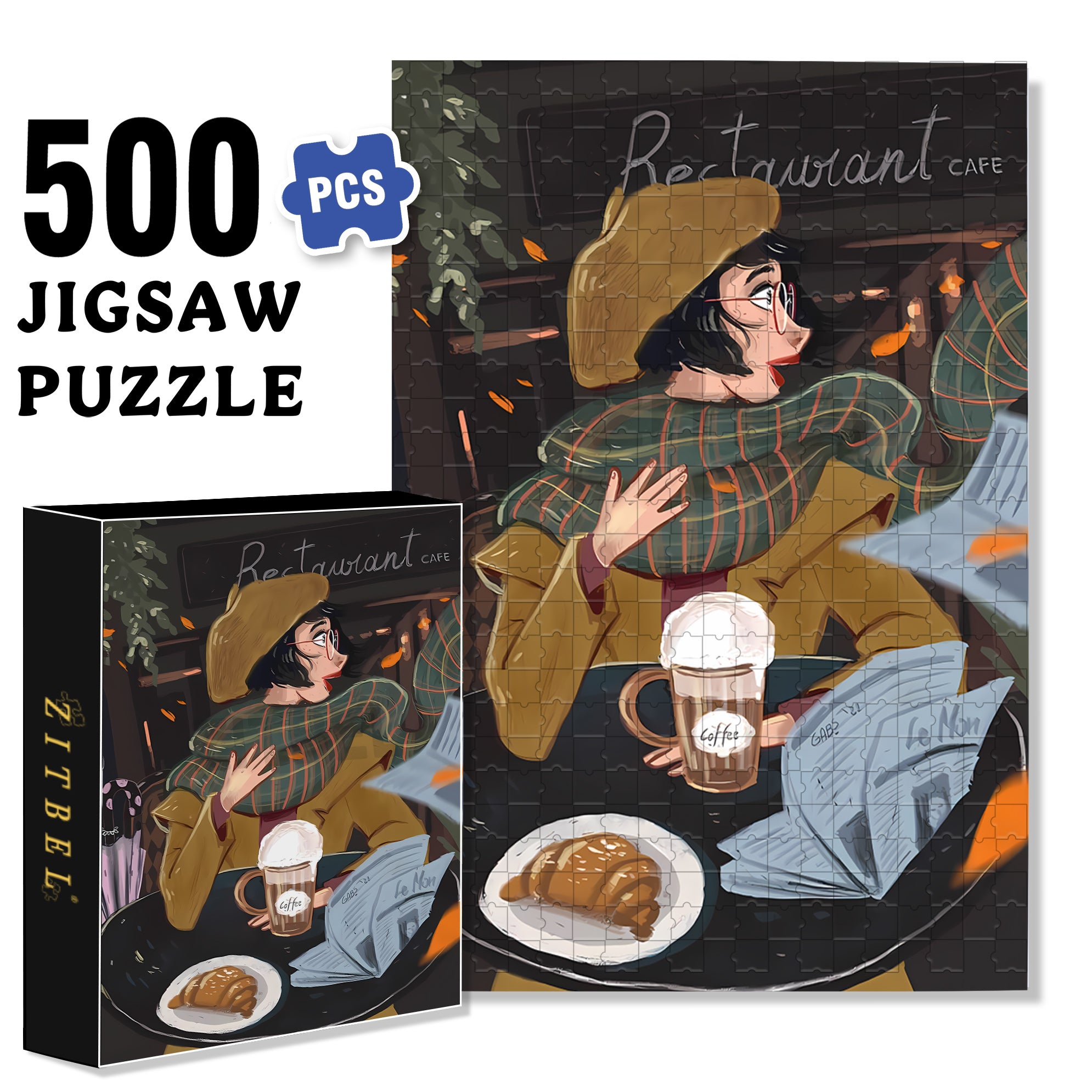 Macchiato 500pcs/1000pcs Jigsaw Puzzle, Scratch-Resistant, Interactive Family Game & Brain-Boosting DIY Decor, Perfect for Halloween, Christmas & New Year Gifts, Family Puzzle Game