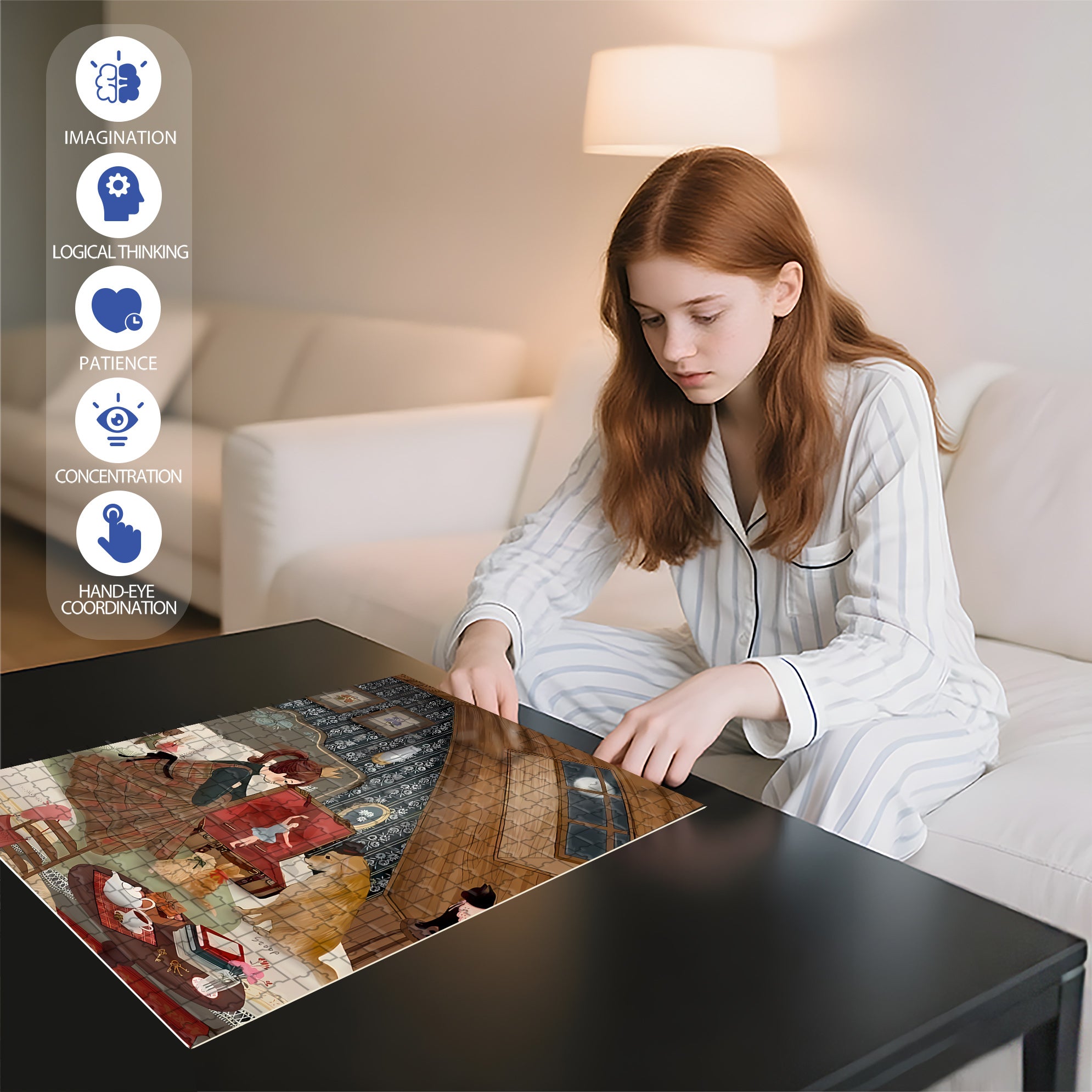 Moonlit Ballet 500pcs/1000pcs Jigsaw Puzzle, Scratch-Resistant, Interactive Family Game & Brain-Boosting DIY Decor, Perfect for Halloween, Christmas & New Year Gifts, Family Puzzle Game