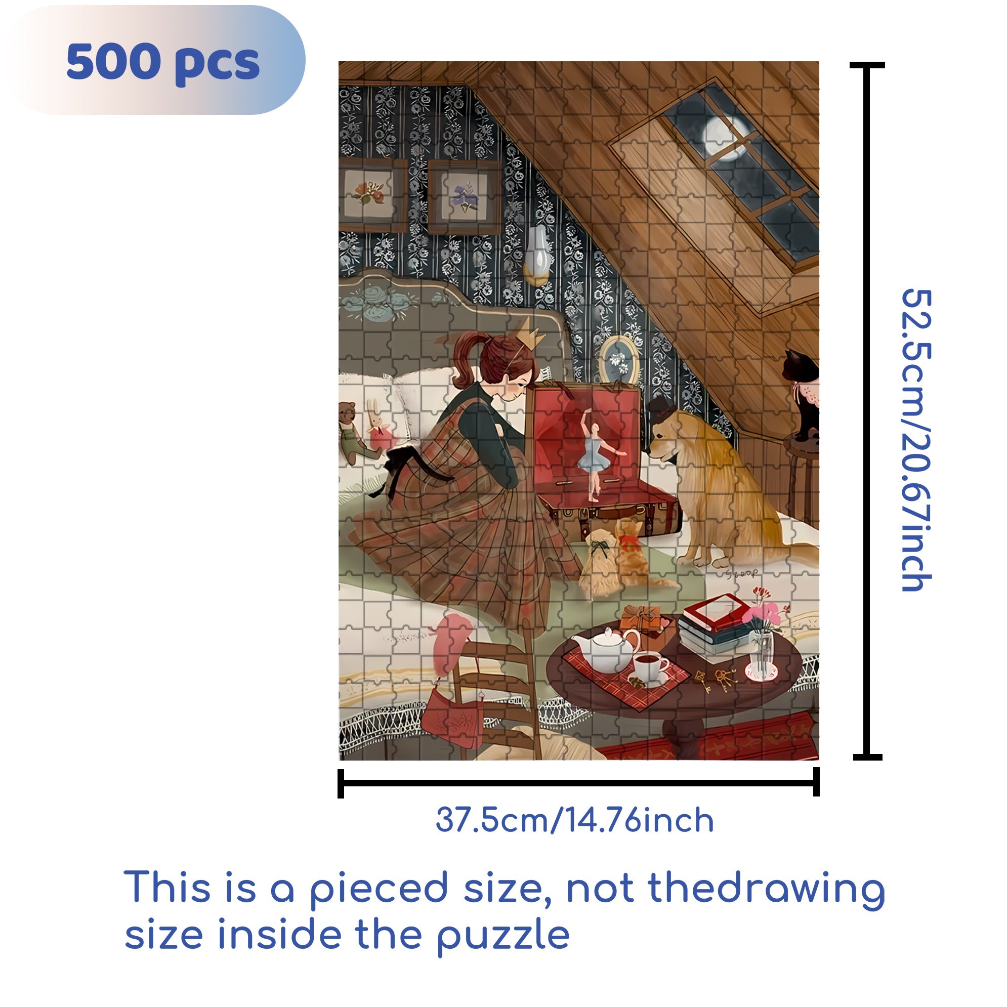 Moonlit Ballet 500pcs/1000pcs Jigsaw Puzzle, Scratch-Resistant, Interactive Family Game & Brain-Boosting DIY Decor, Perfect for Halloween, Christmas & New Year Gifts, Family Puzzle Game