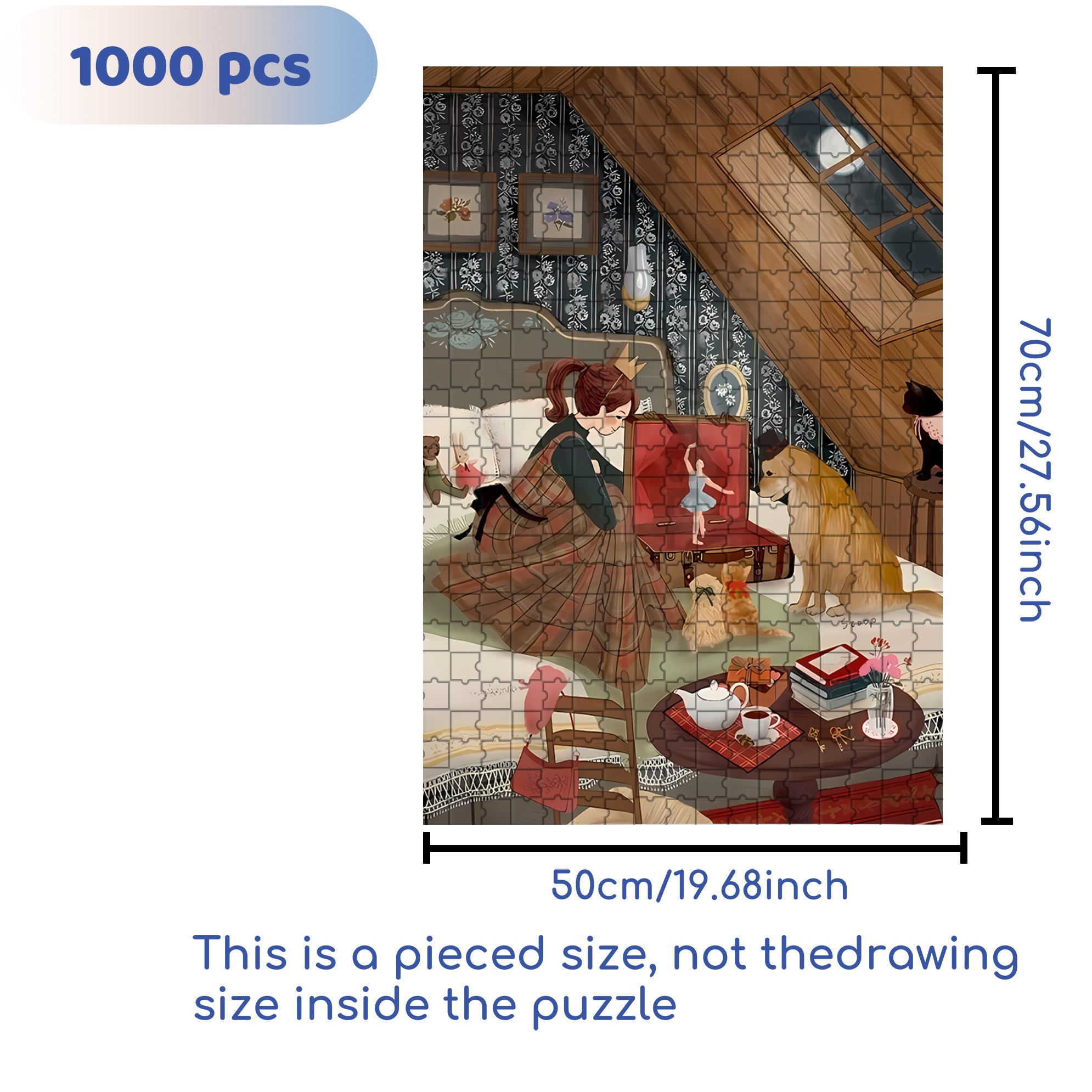 Moonlit Ballet 500pcs/1000pcs Jigsaw Puzzle, Scratch-Resistant, Interactive Family Game & Brain-Boosting DIY Decor, Perfect for Halloween, Christmas & New Year Gifts, Family Puzzle Game