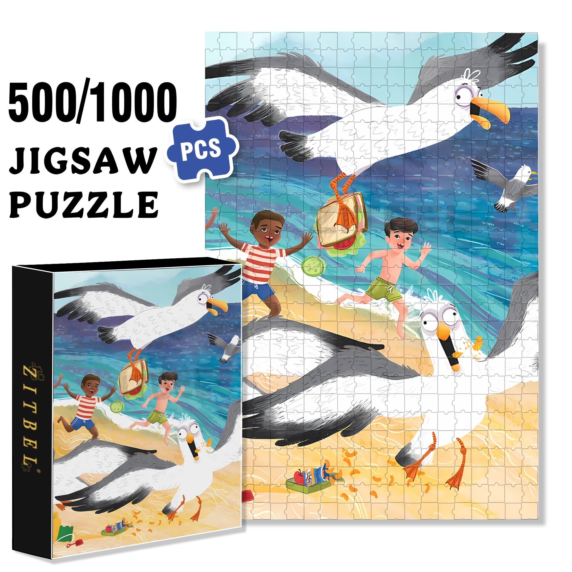 My Sandwich 500pcs/1000pcs Jigsaw Puzzle, Scratch-Resistant, Interactive Family Game & Brain-Boosting DIY Decor, Perfect for Halloween, Christmas & New Year Gifts, Family Puzzle Game