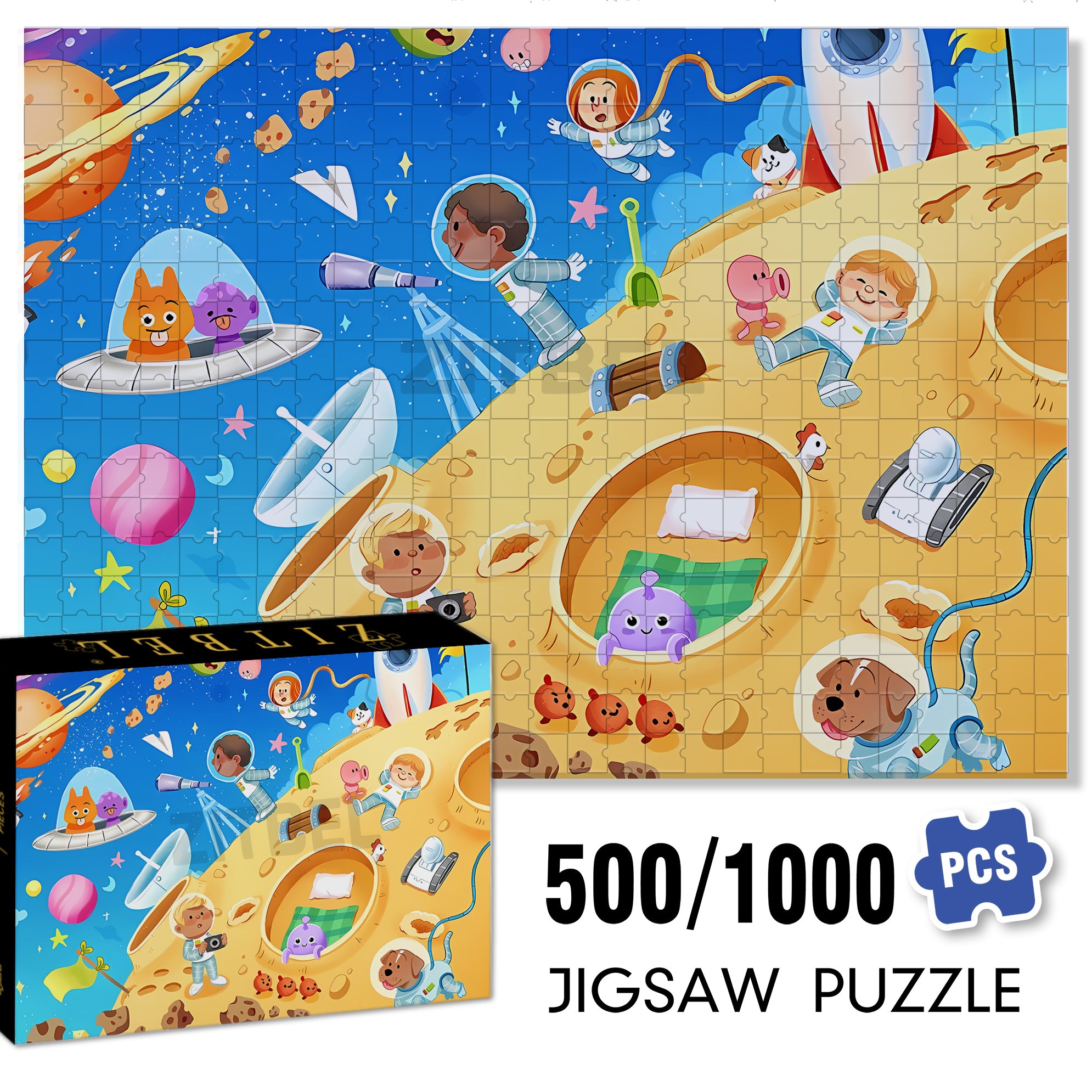 Naughty Monster 500pcs/1000pcs Jigsaw Puzzle, Scratch-Resistant, Interactive Family Game & Brain-Boosting DIY Decor, Perfect for Halloween, Christmas & New Year Gifts, Family Puzzle Game